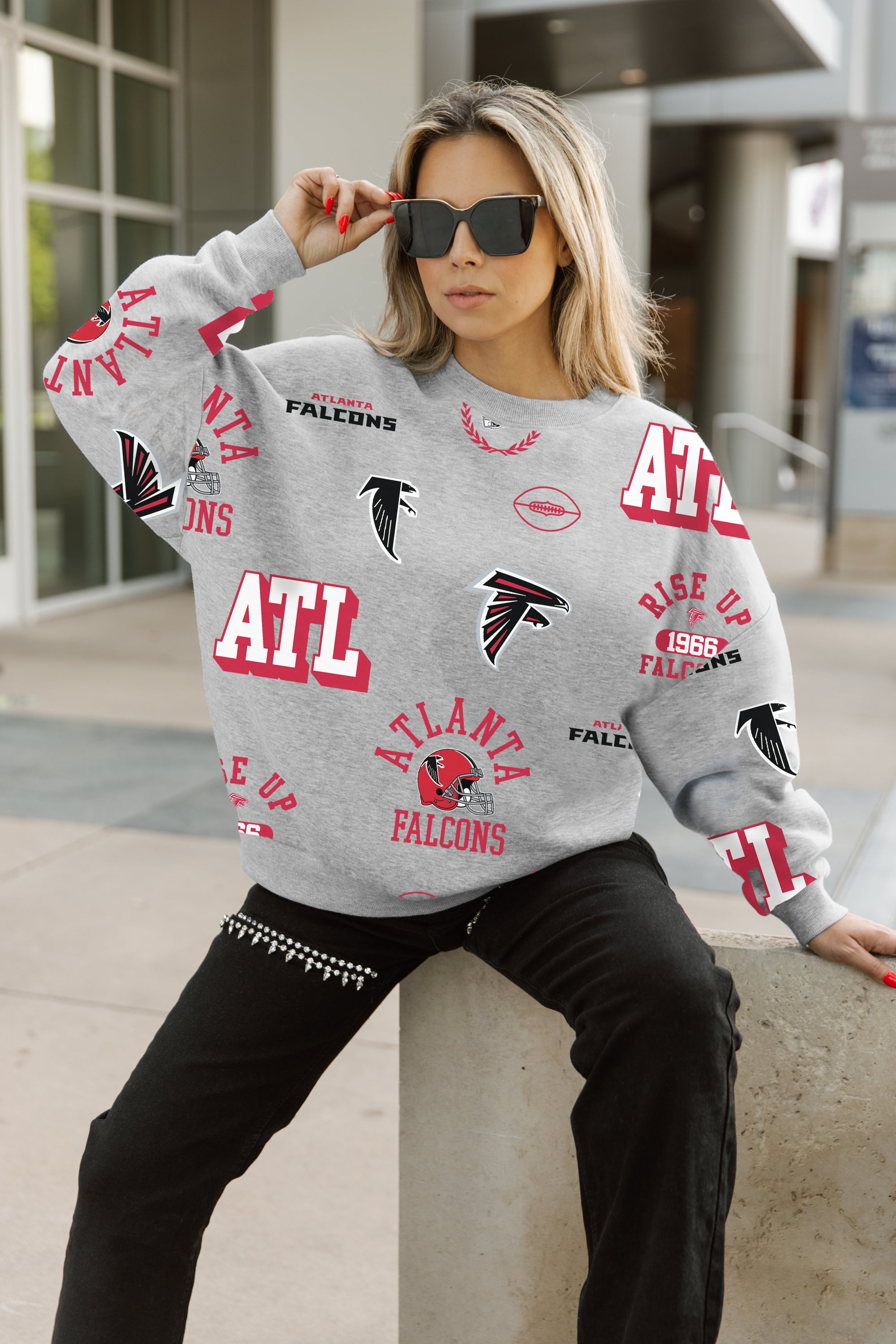 ATLANTA FALCONS ALWAYS ON REPEAT PREMIUM FLEECE CREW SWEATSHIRT