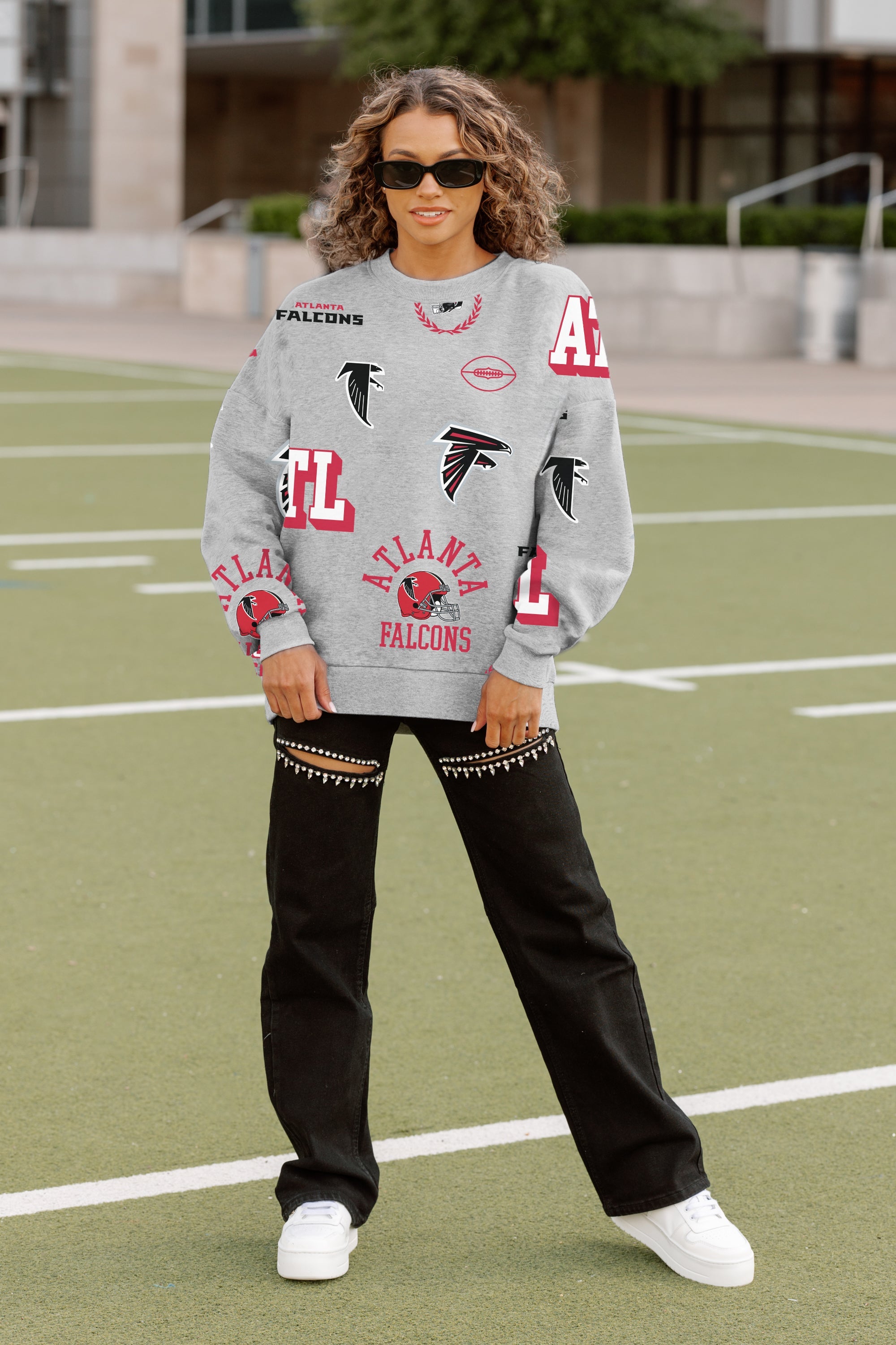 ATLANTA FALCONS ALWAYS ON REPEAT PREMIUM FLEECE CREW SWEATSHIRT