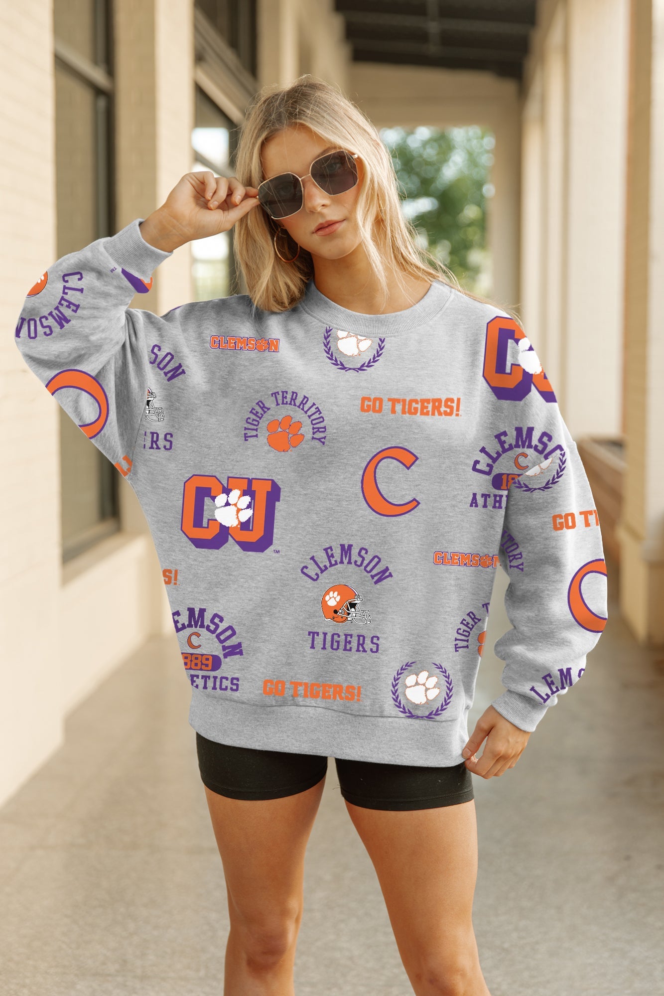 CLEMSON TIGERS ALWAYS ON REPEAT PREMIUM FLEECE CREW SWEATSHIRT