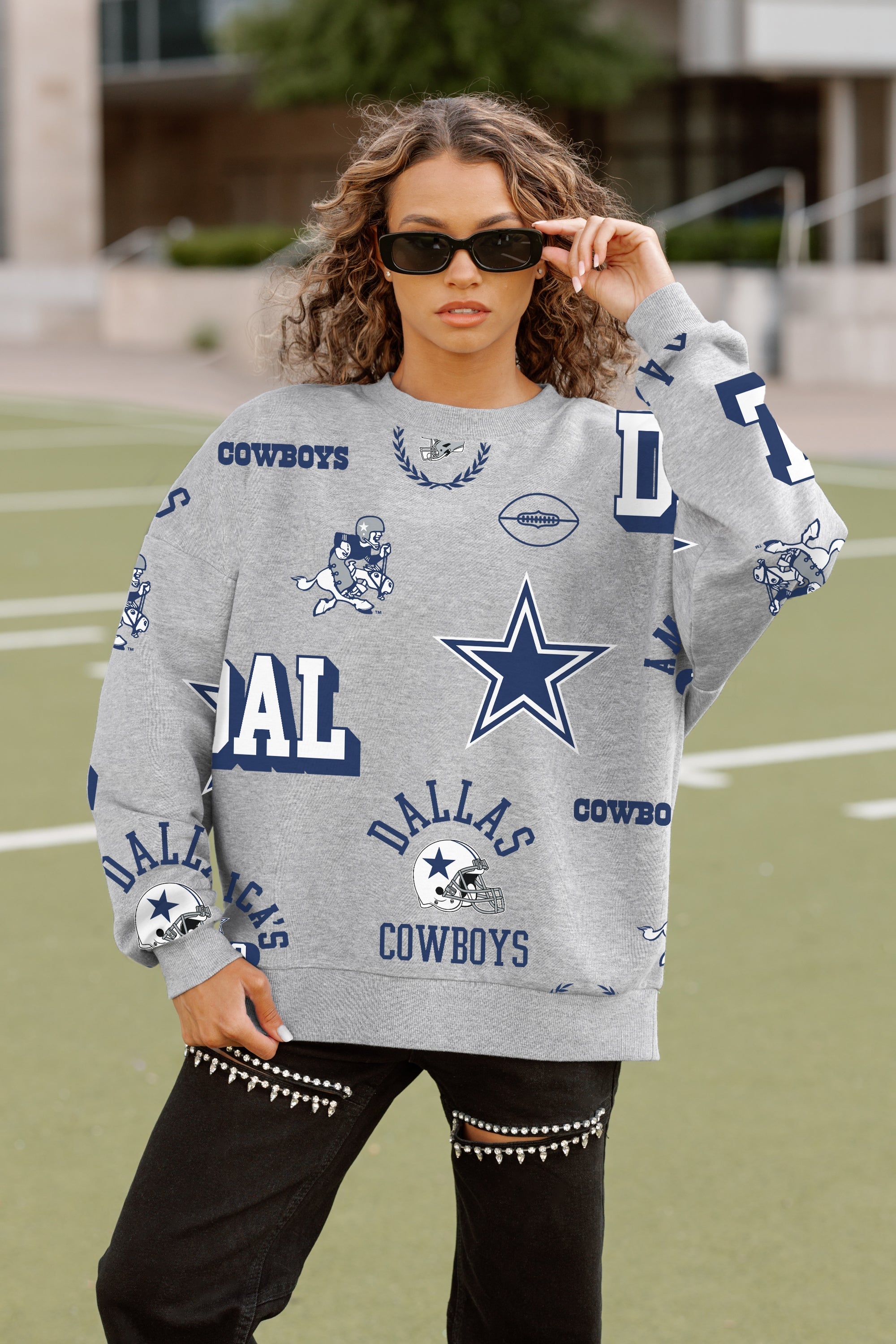 DALLAS COWBOYS ALWAYS ON REPEAT PREMIUM FLEECE CREW SWEATSHIRT