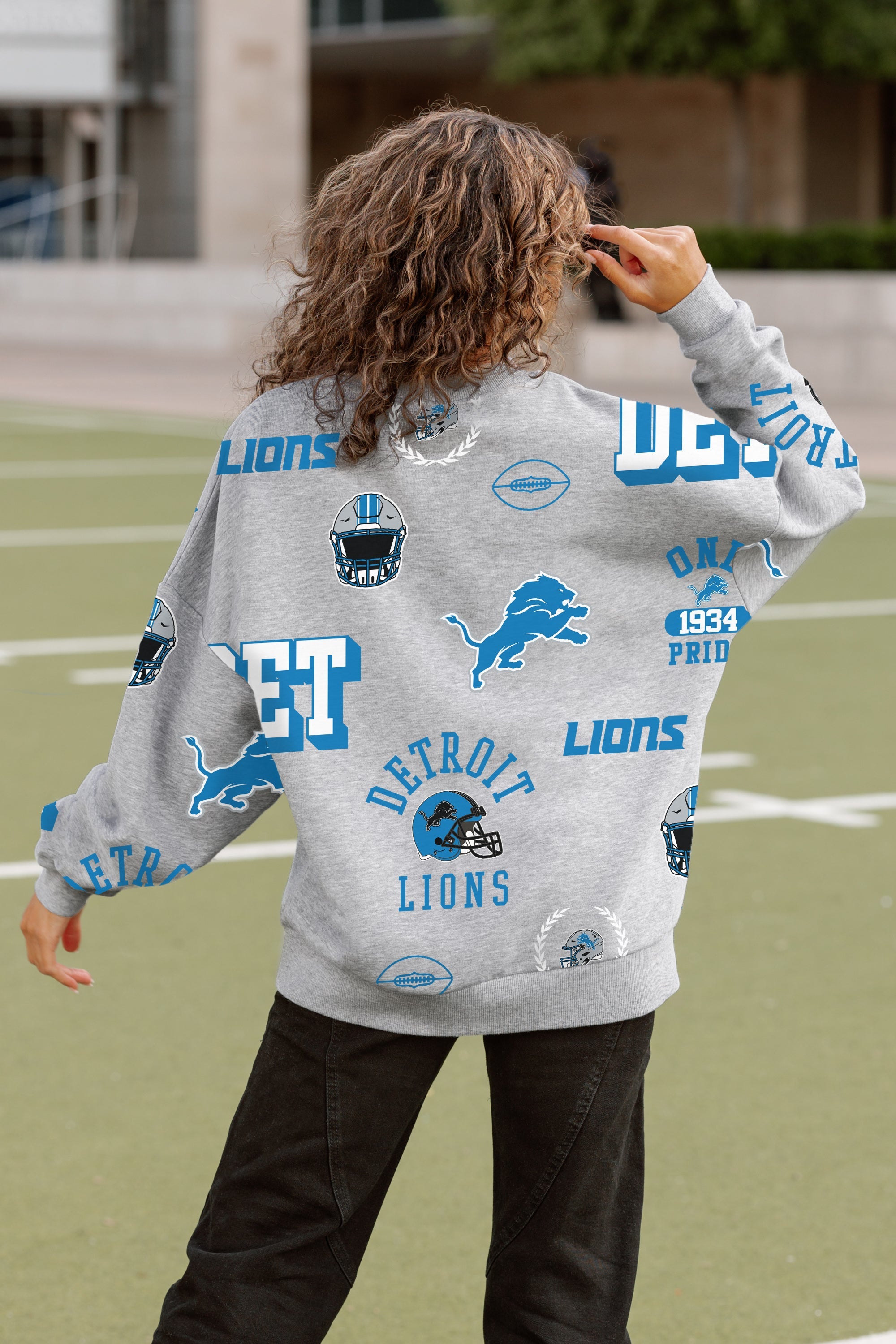 DETROIT LIONS ALWAYS ON REPEAT PREMIUM FLEECE CREW SWEATSHIRT