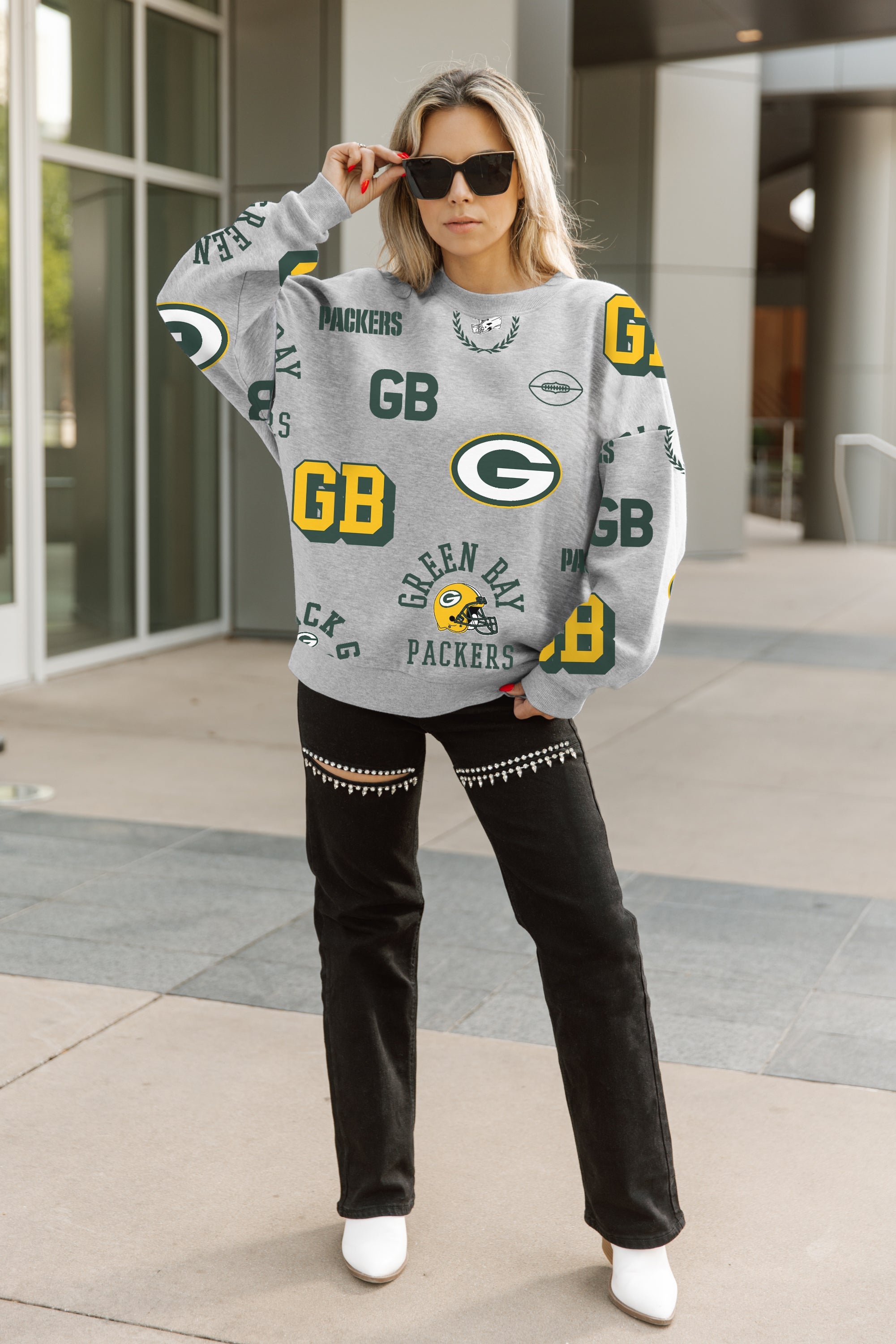 GREEN BAY PACKERS ALWAYS ON REPEAT PREMIUM FLEECE CREW SWEATSHIRT