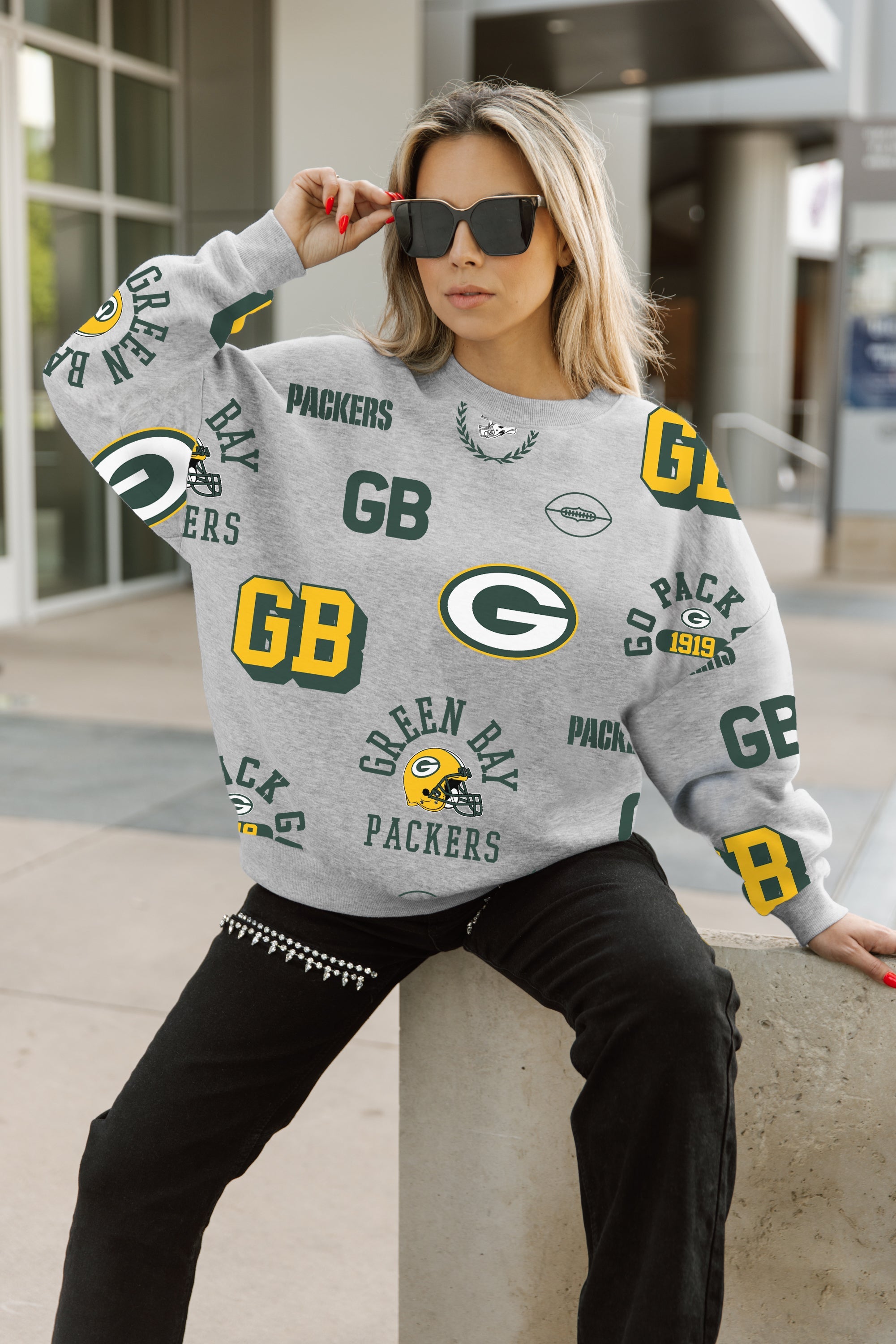 GREEN BAY PACKERS ALWAYS ON REPEAT PREMIUM FLEECE CREW SWEATSHIRT