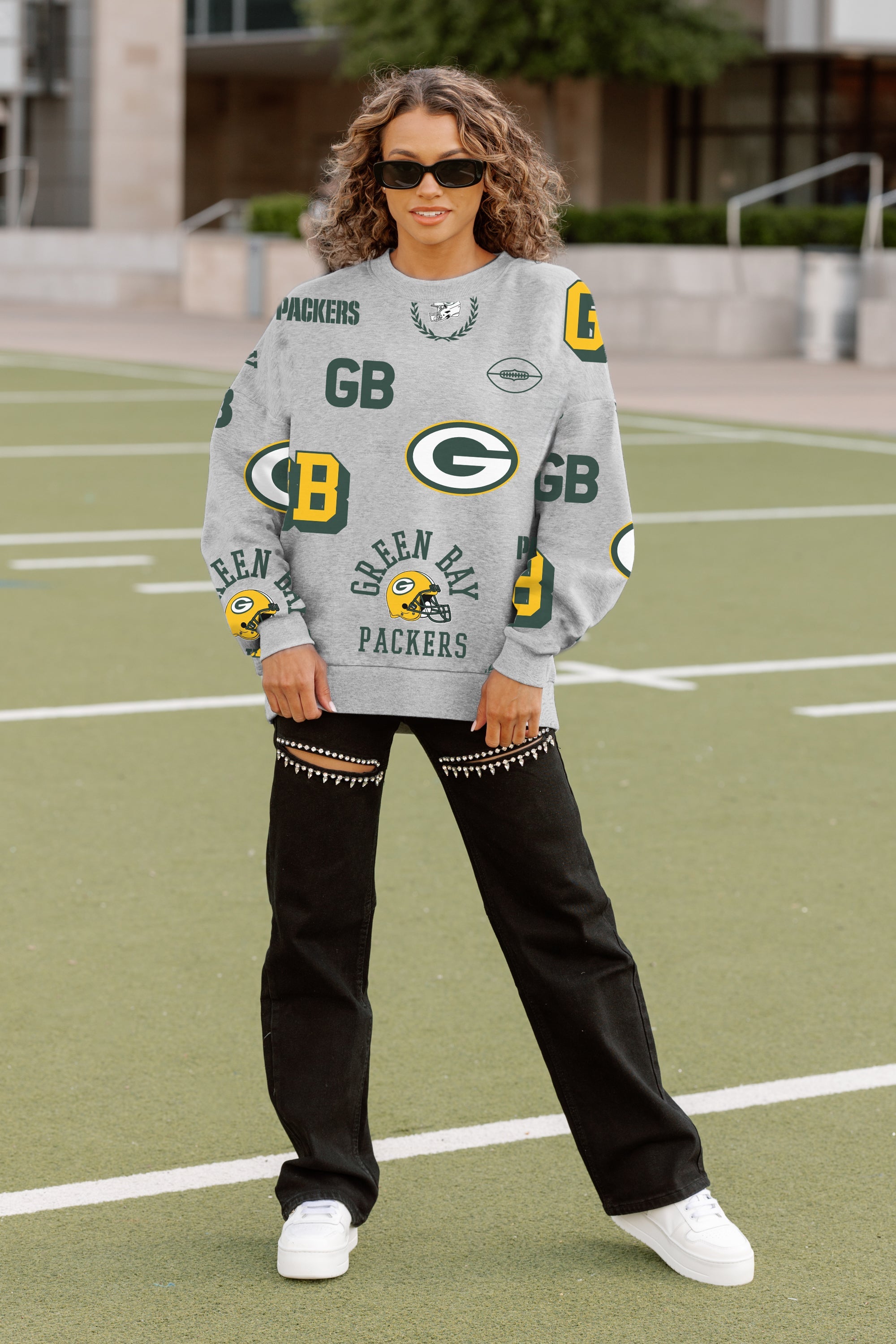 GREEN BAY PACKERS ALWAYS ON REPEAT PREMIUM FLEECE CREW SWEATSHIRT