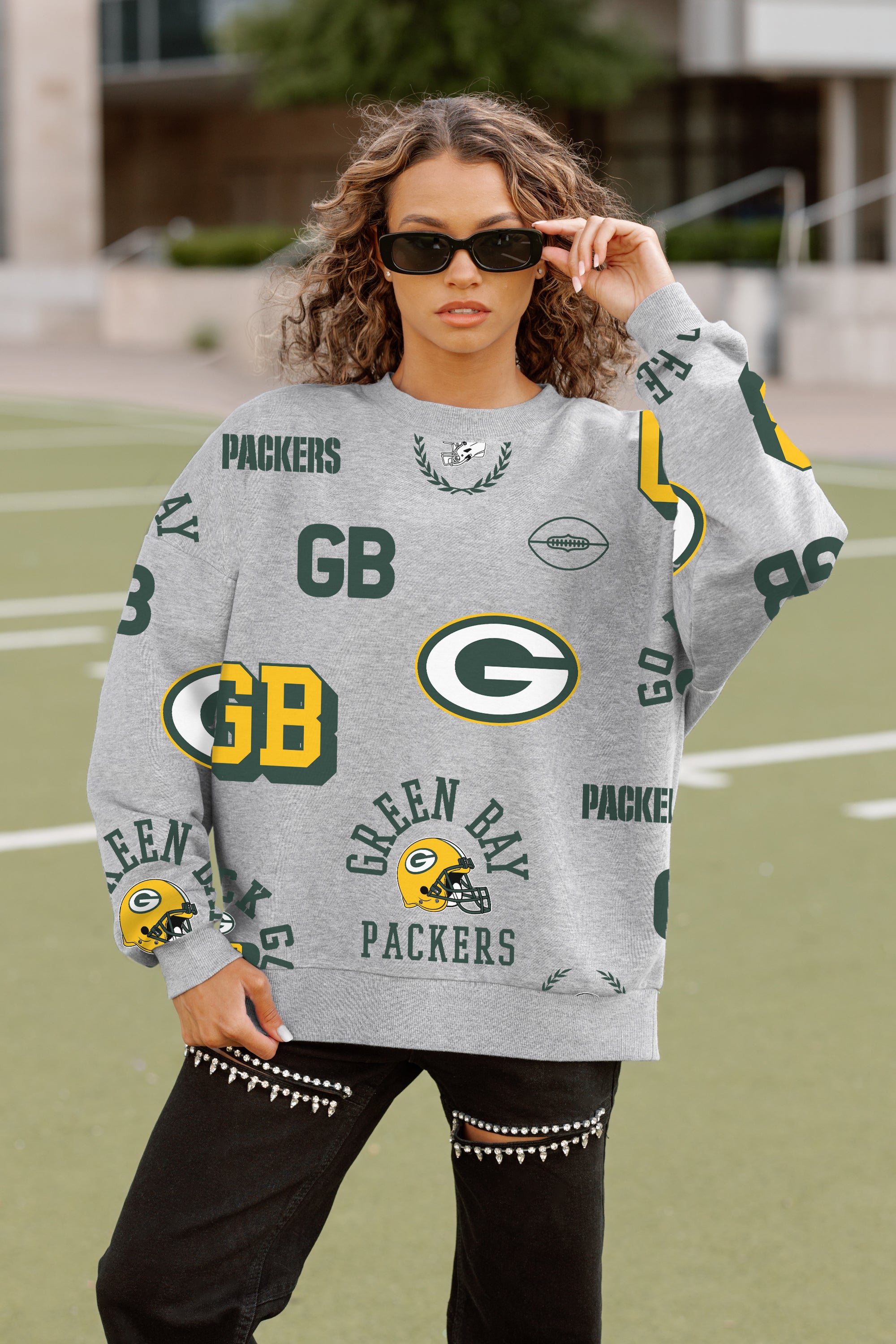 Green Bay Packers Sport Ash Grey Sweatshirt | Gameday Couture