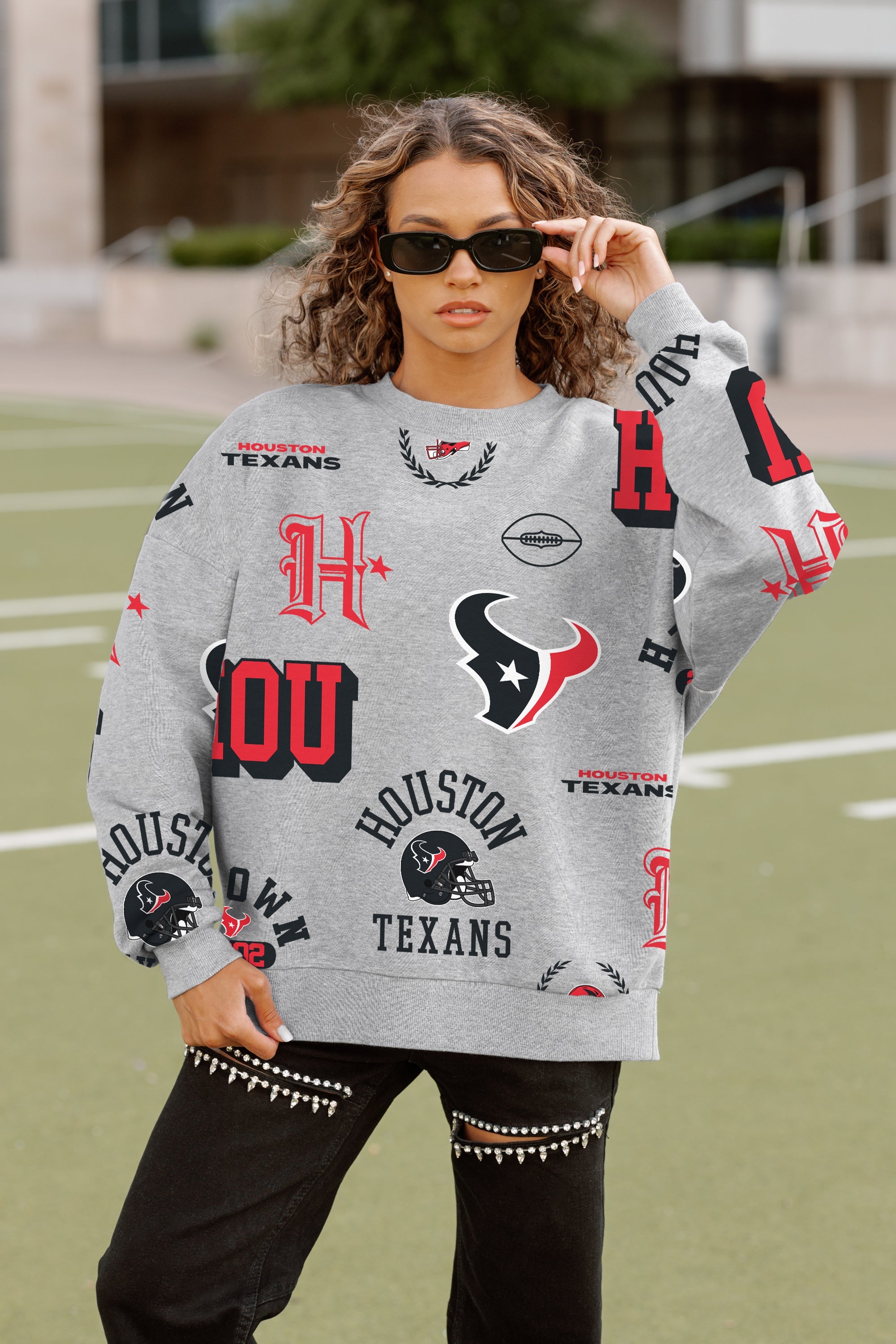HOUSTON TEXANS ALWAYS ON REPEAT PREMIUM FLEECE CREW SWEATSHIRT