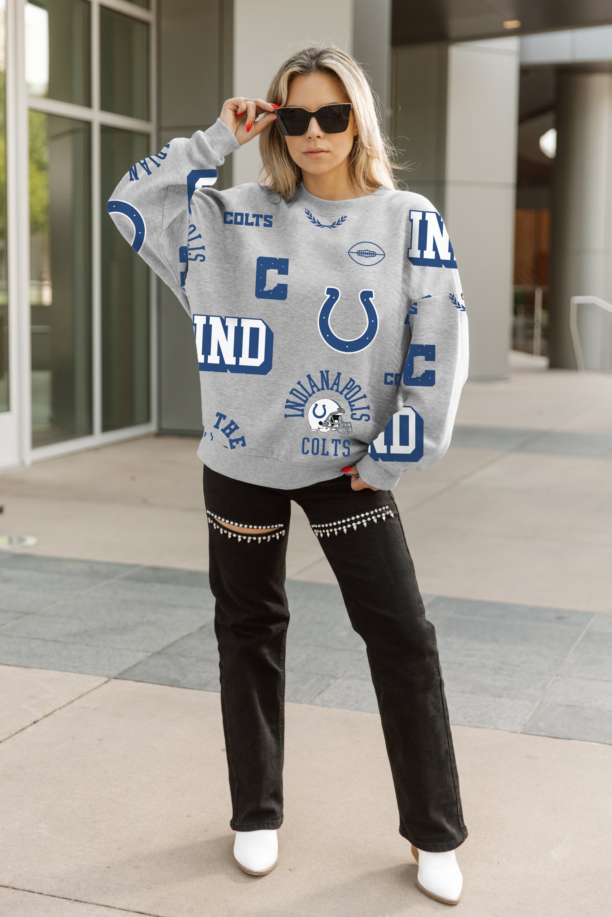 INDIANAPOLIS COLTS ALWAYS ON REPEAT PREMIUM FLEECE CREW SWEATSHIRT