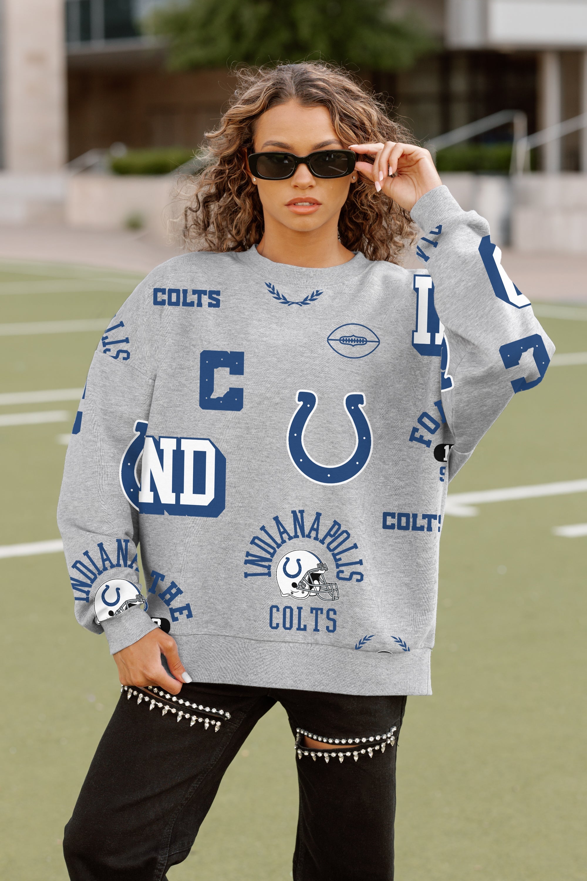 INDIANAPOLIS COLTS ALWAYS ON REPEAT PREMIUM FLEECE CREW SWEATSHIRT