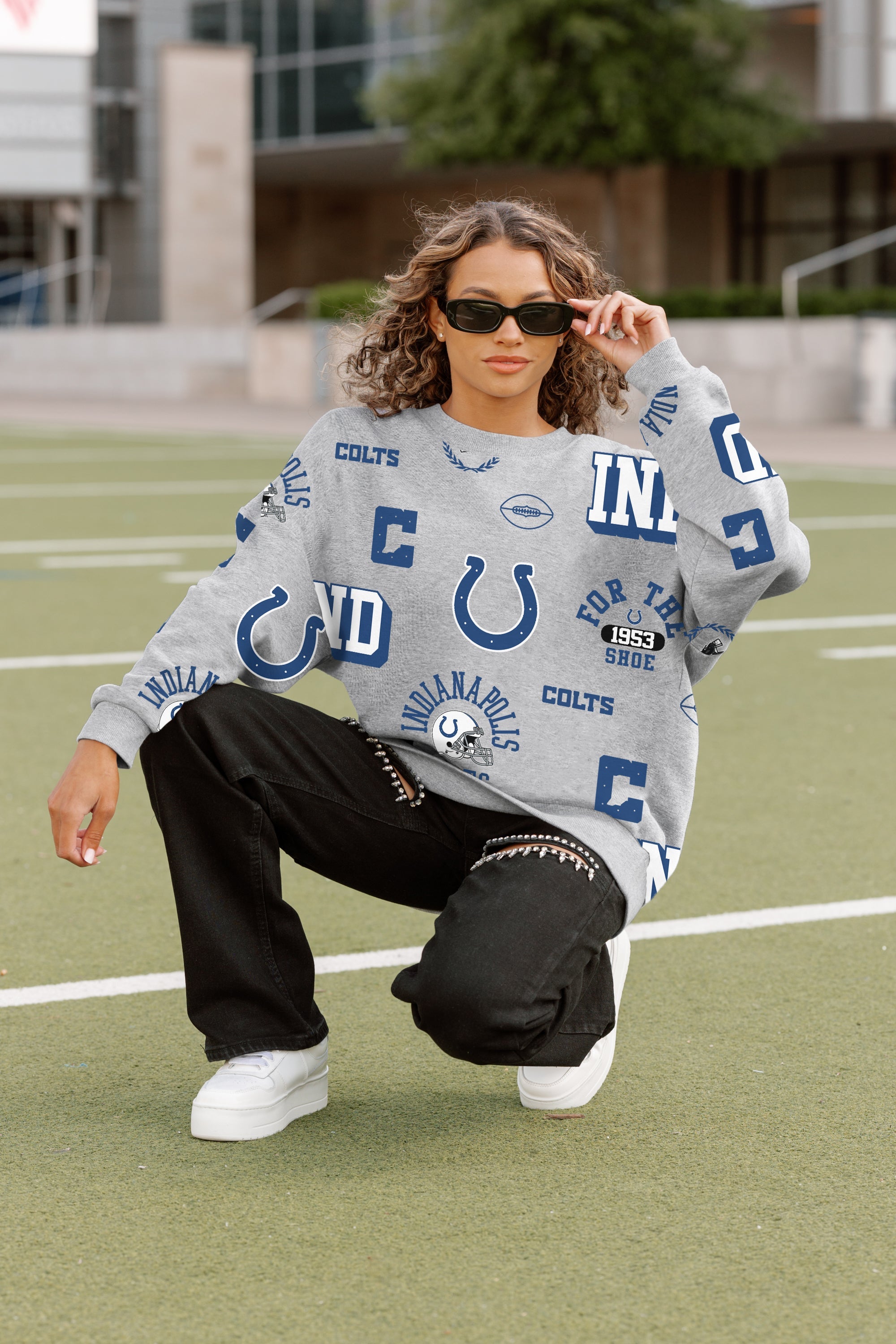 INDIANAPOLIS COLTS ALWAYS ON REPEAT PREMIUM FLEECE CREW SWEATSHIRT