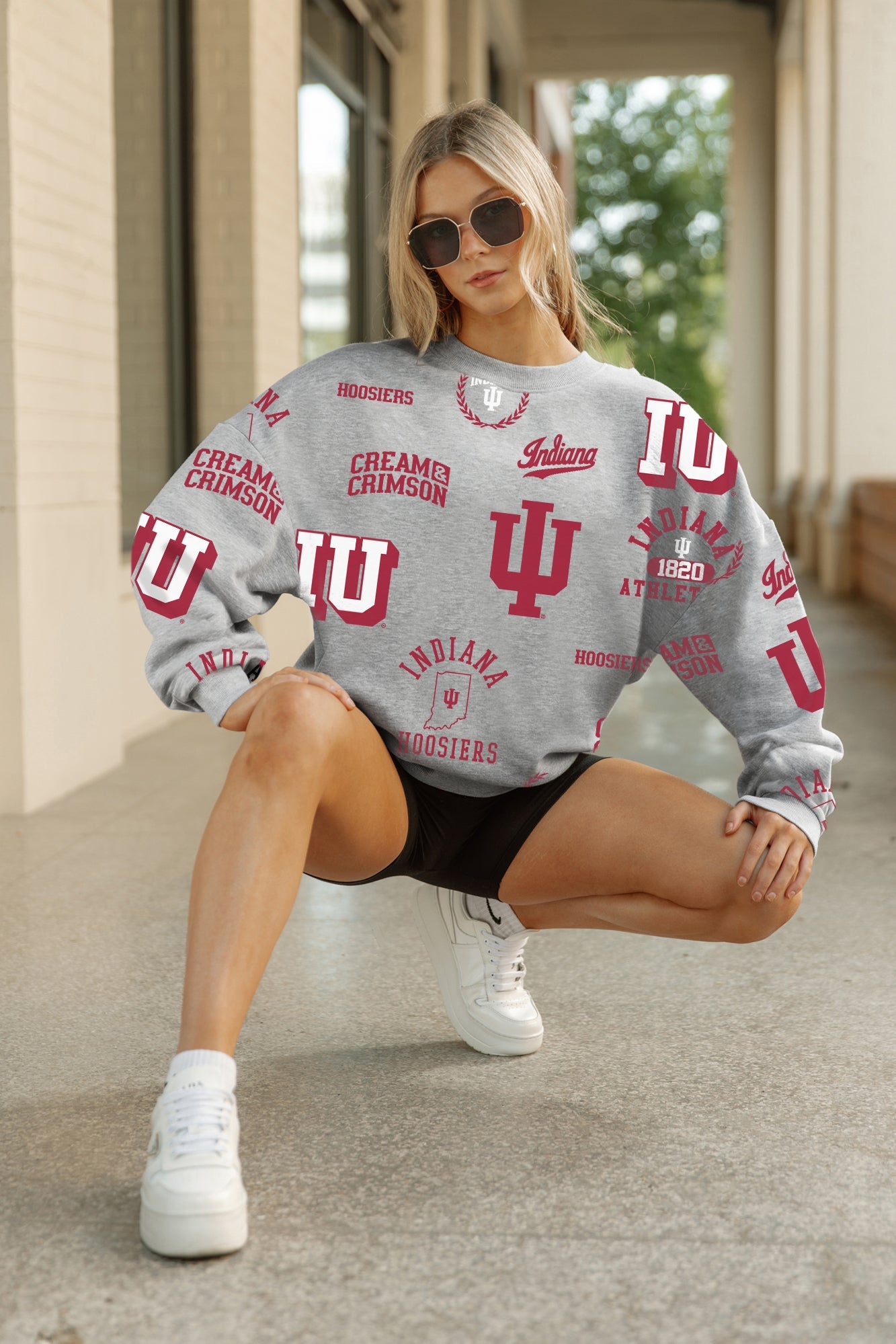INDIANA HOOSIERS ALWAYS ON REPEAT PREMIUM FLEECE CREW SWEATSHIRT