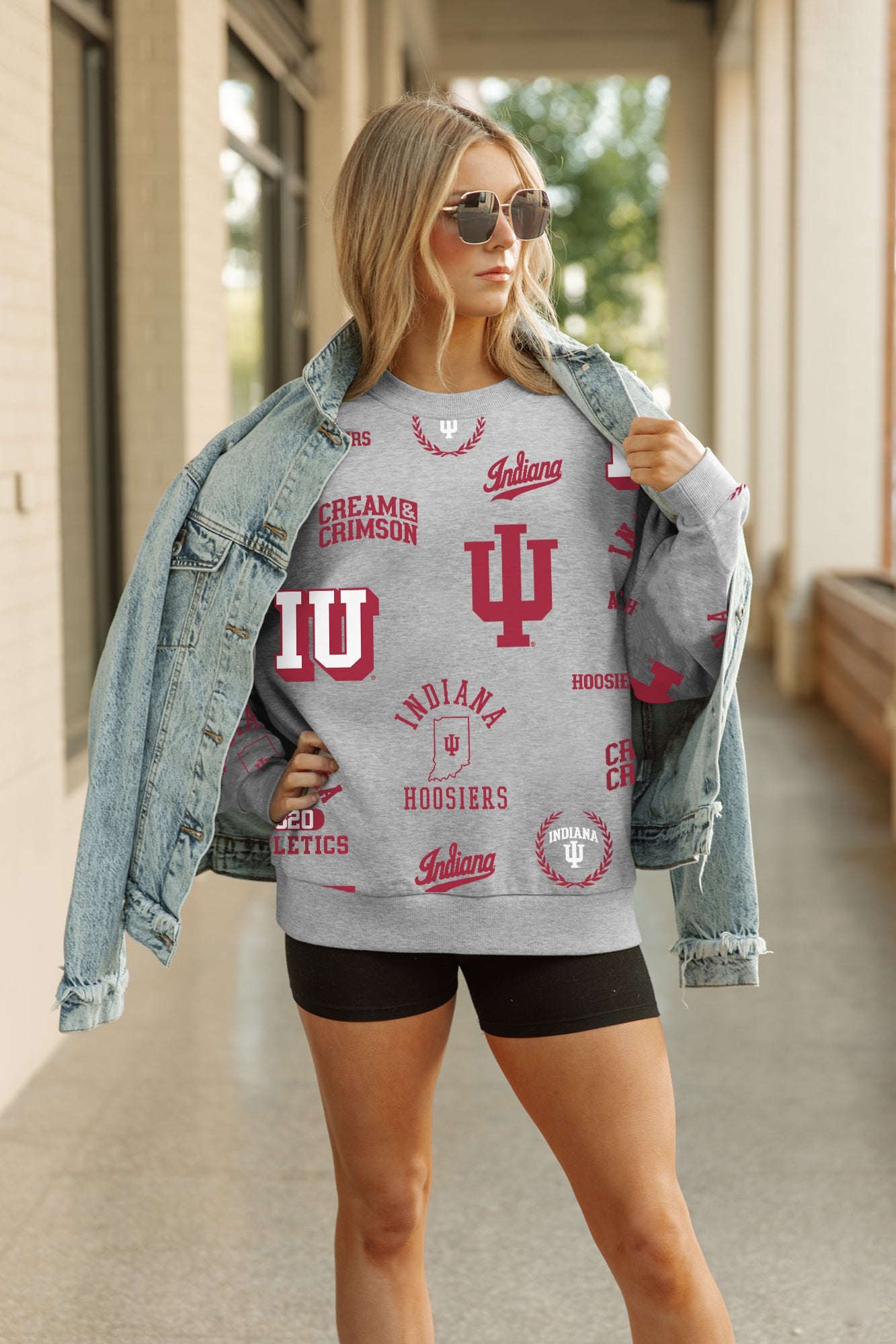 INDIANA HOOSIERS ALWAYS ON REPEAT PREMIUM FLEECE CREW SWEATSHIRT
