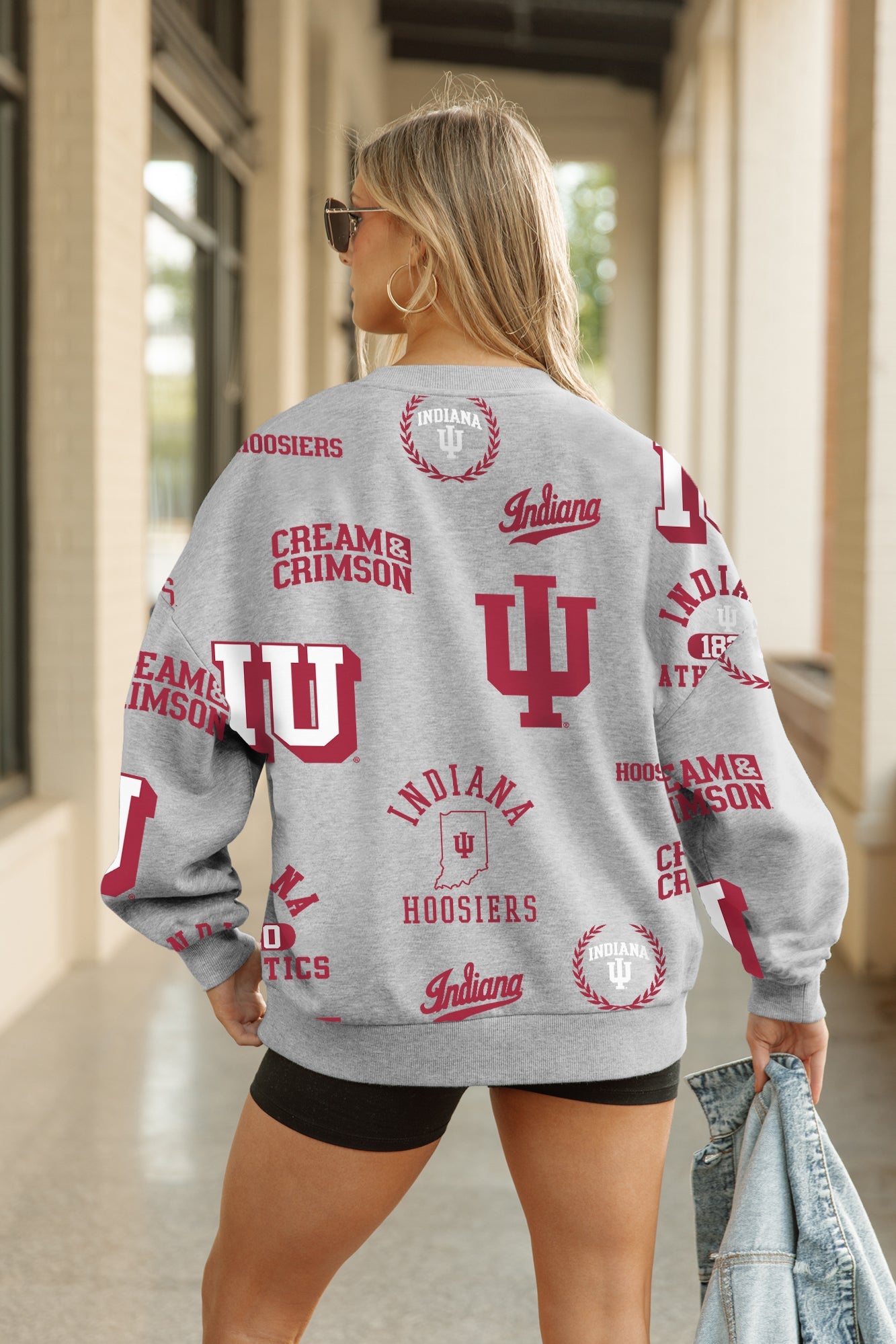 INDIANA HOOSIERS ALWAYS ON REPEAT PREMIUM FLEECE CREW SWEATSHIRT