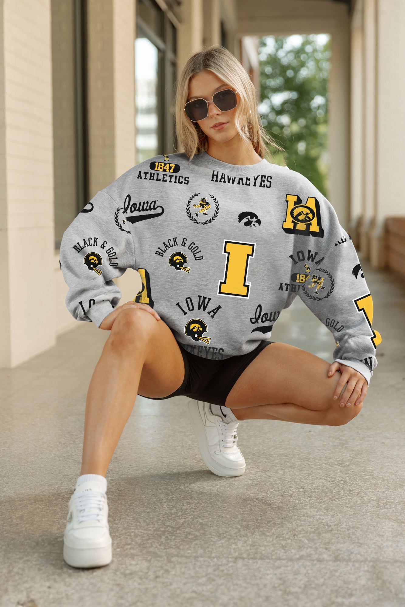 IOWA HAWKEYES ALWAYS ON REPEAT PREMIUM FLEECE CREW SWEATSHIRT