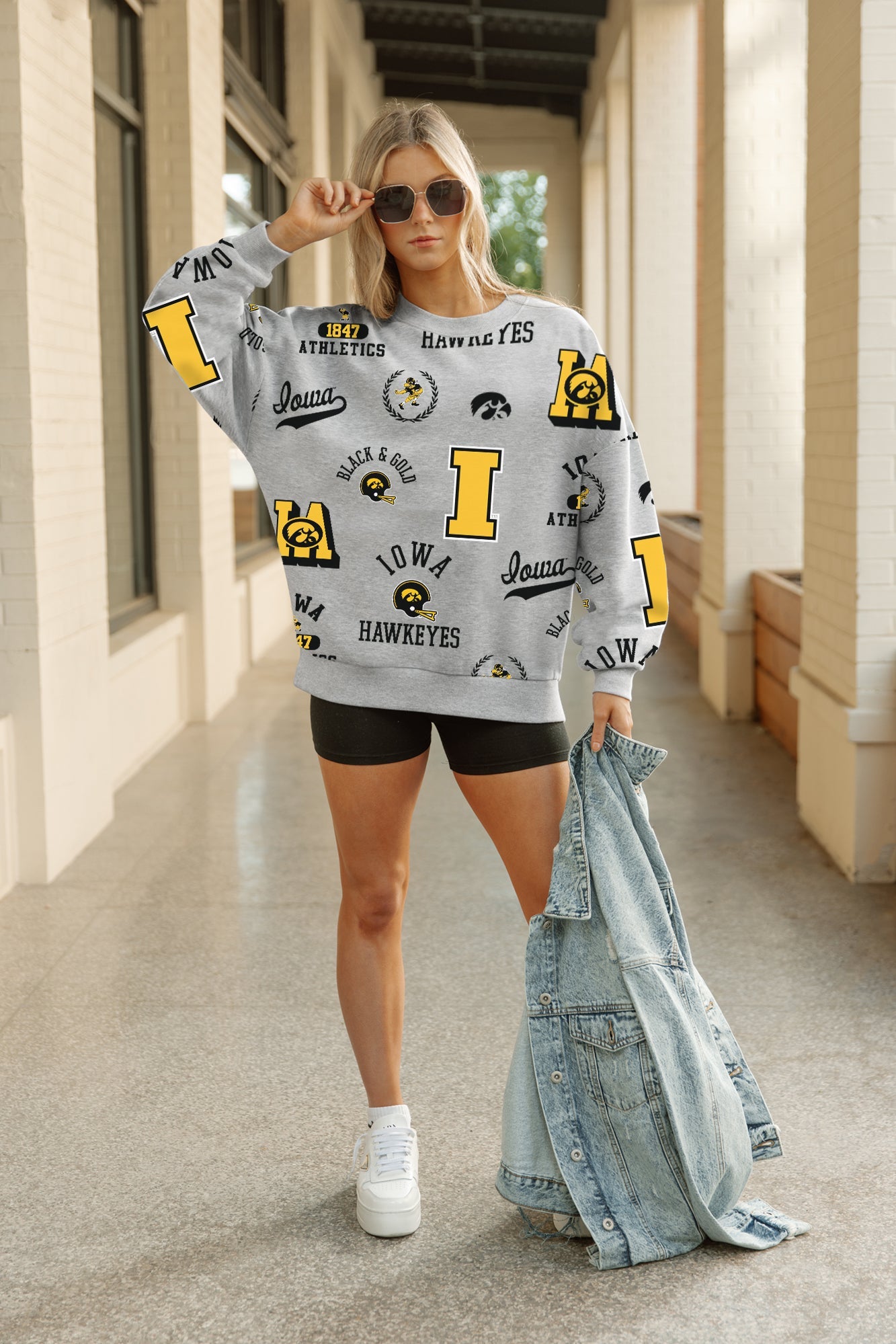 IOWA HAWKEYES ALWAYS ON REPEAT PREMIUM FLEECE CREW SWEATSHIRT