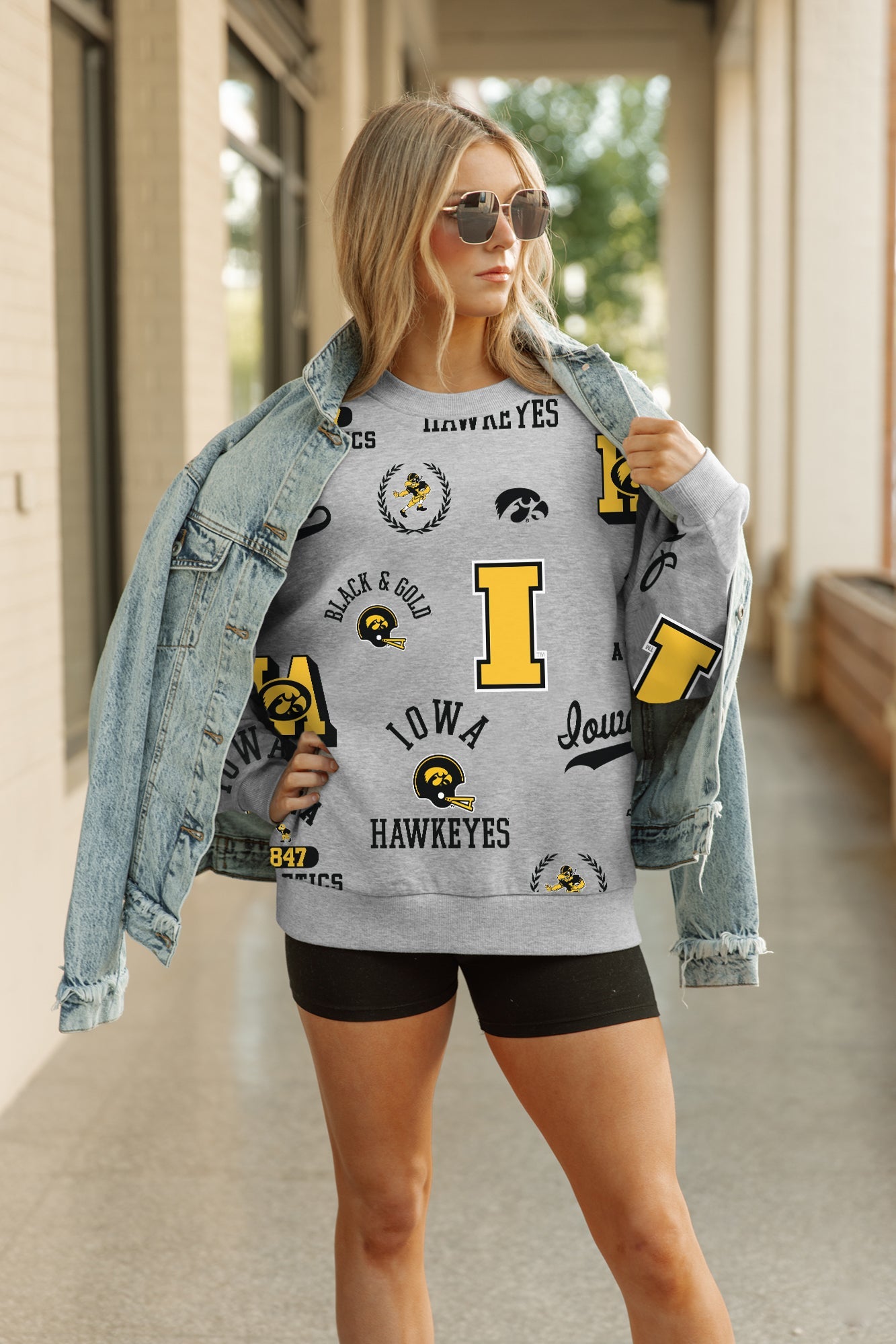 IOWA HAWKEYES ALWAYS ON REPEAT PREMIUM FLEECE CREW SWEATSHIRT