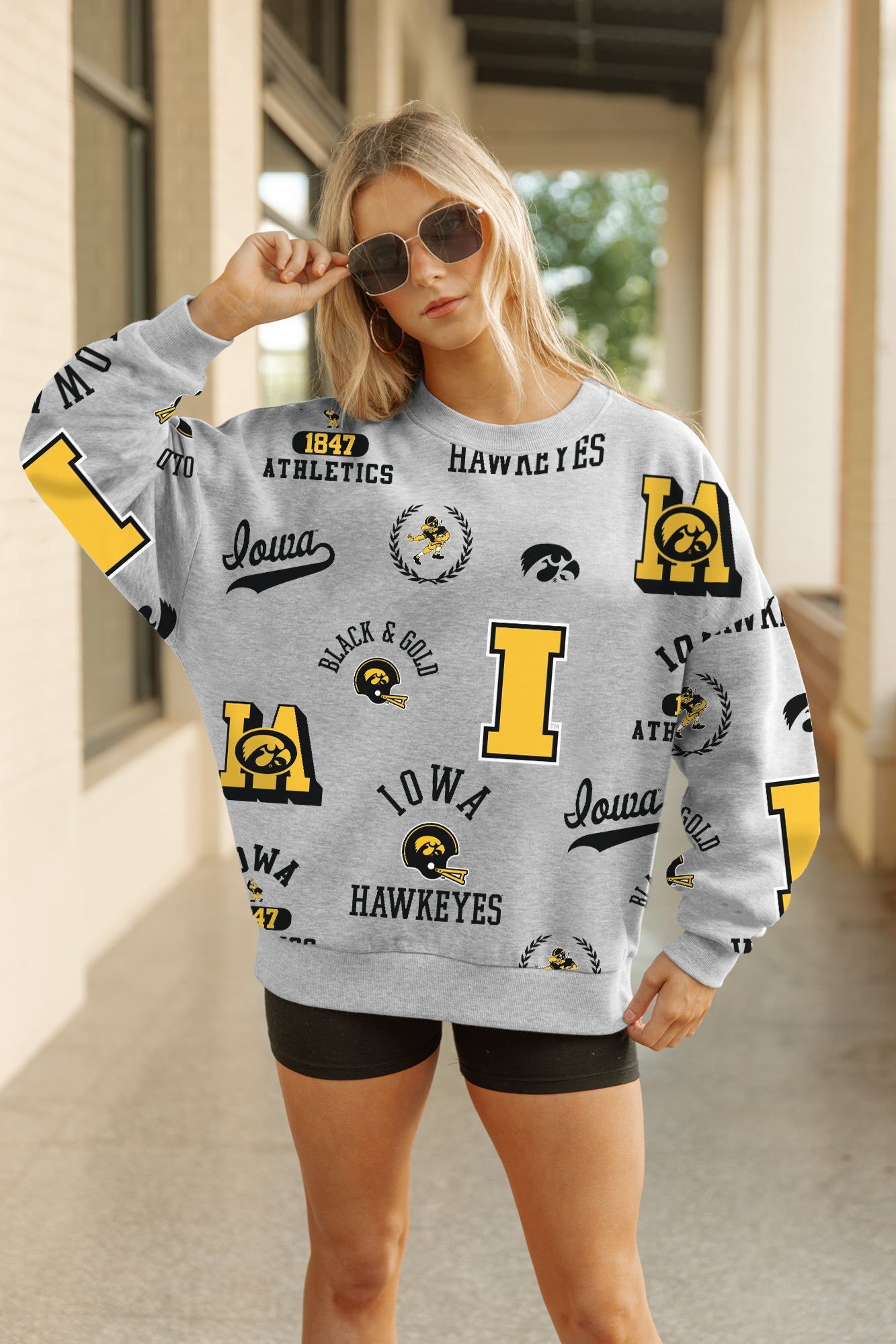 IOWA HAWKEYES ALWAYS ON REPEAT PREMIUM FLEECE CREW SWEATSHIRT