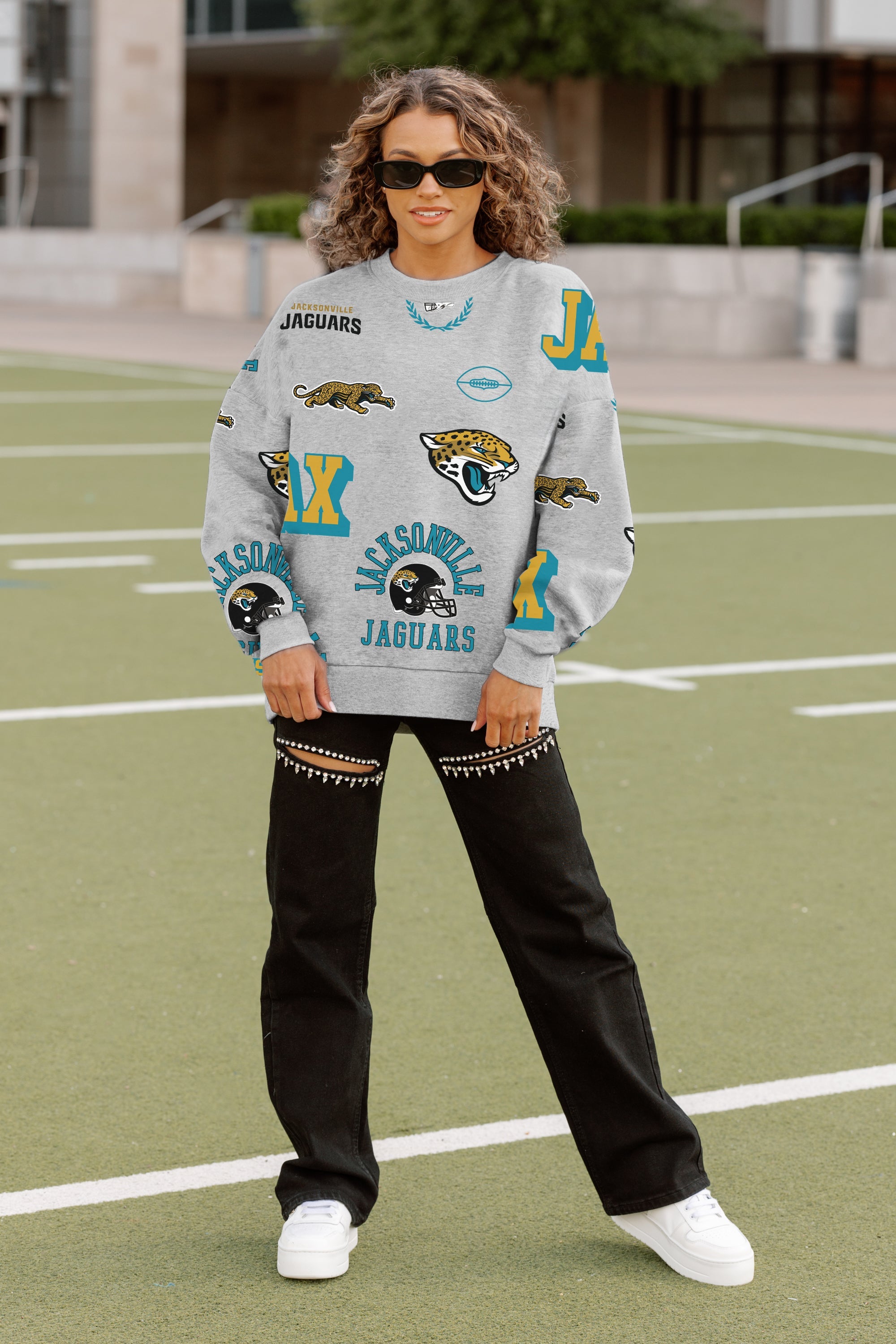 JACKSONVILLE JAGUARS ALWAYS ON REPEAT PREMIUM FLEECE CREW SWEATSHIRT