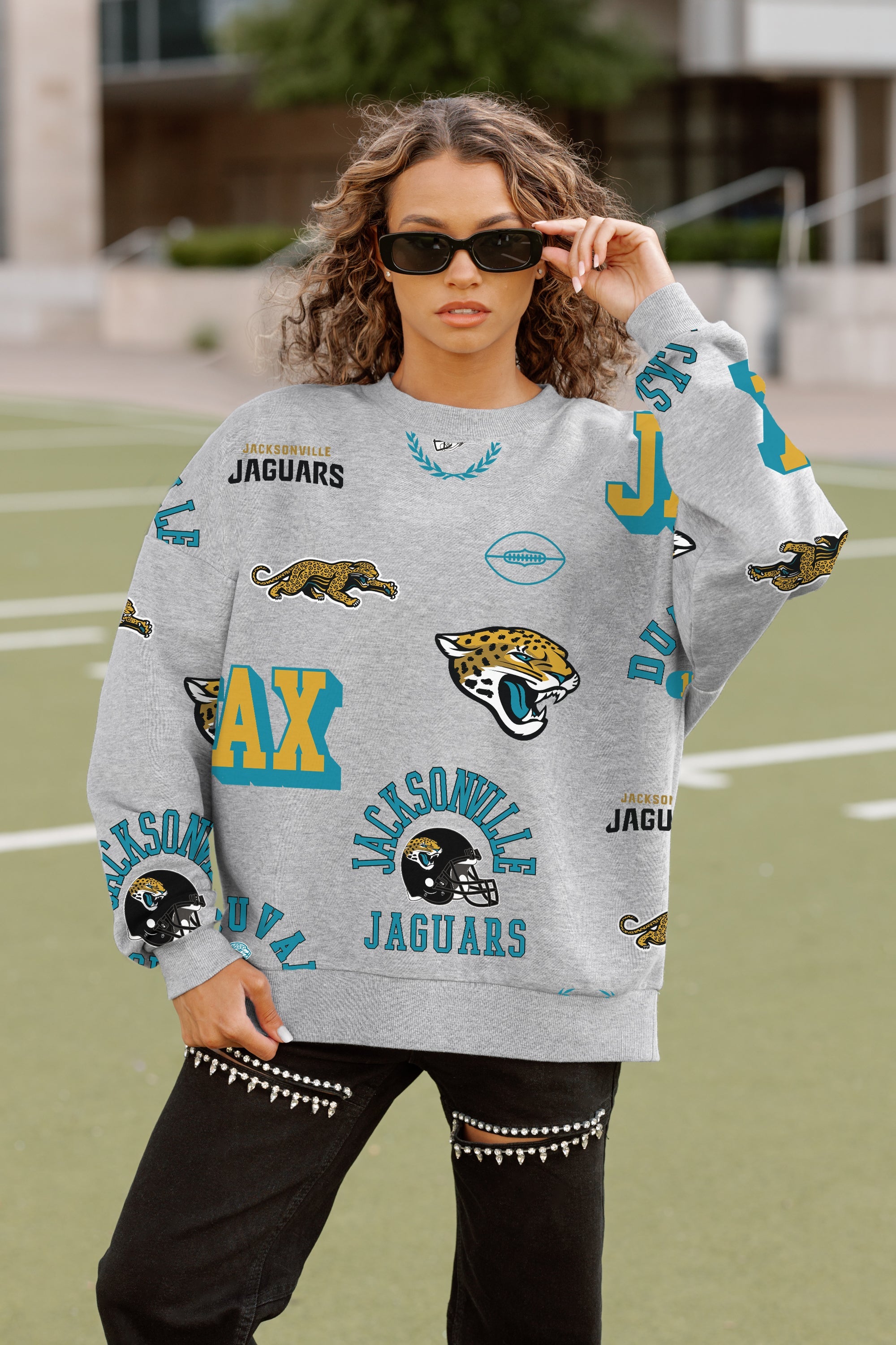 JACKSONVILLE JAGUARS ALWAYS ON REPEAT PREMIUM FLEECE CREW SWEATSHIRT