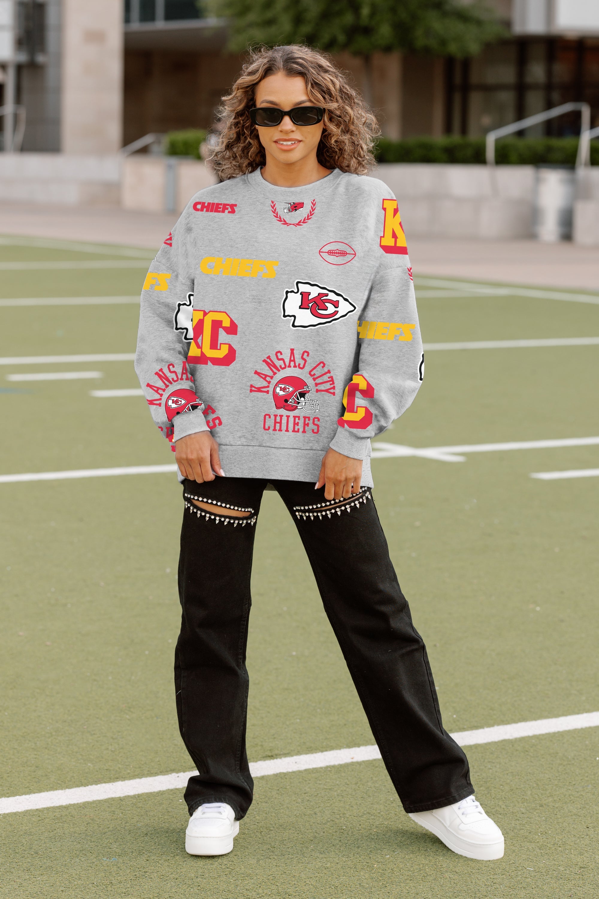 KANSAS CITY CHIEFS ALWAYS ON REPEAT PREMIUM FLEECE CREW SWEATSHIRT