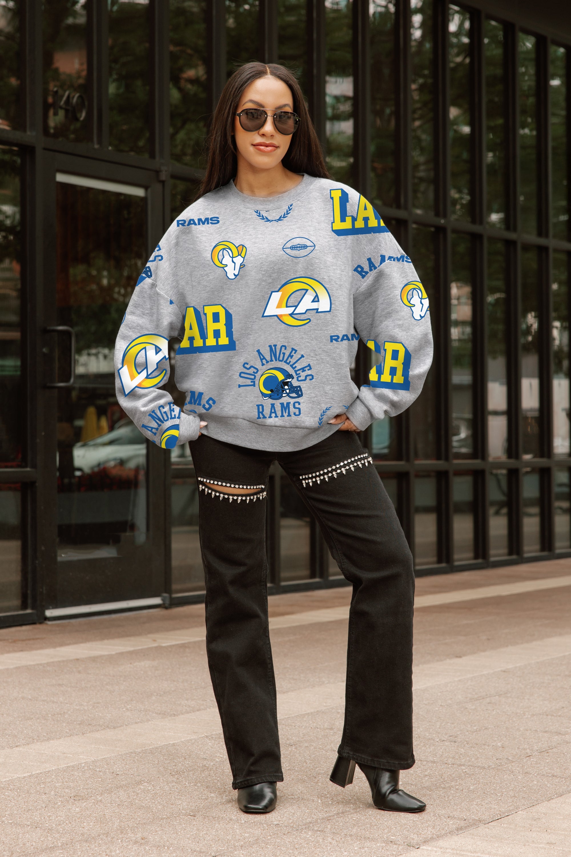 LOS ANGELES RAMS ALWAYS ON REPEAT PREMIUM FLEECE CREW SWEATSHIRT