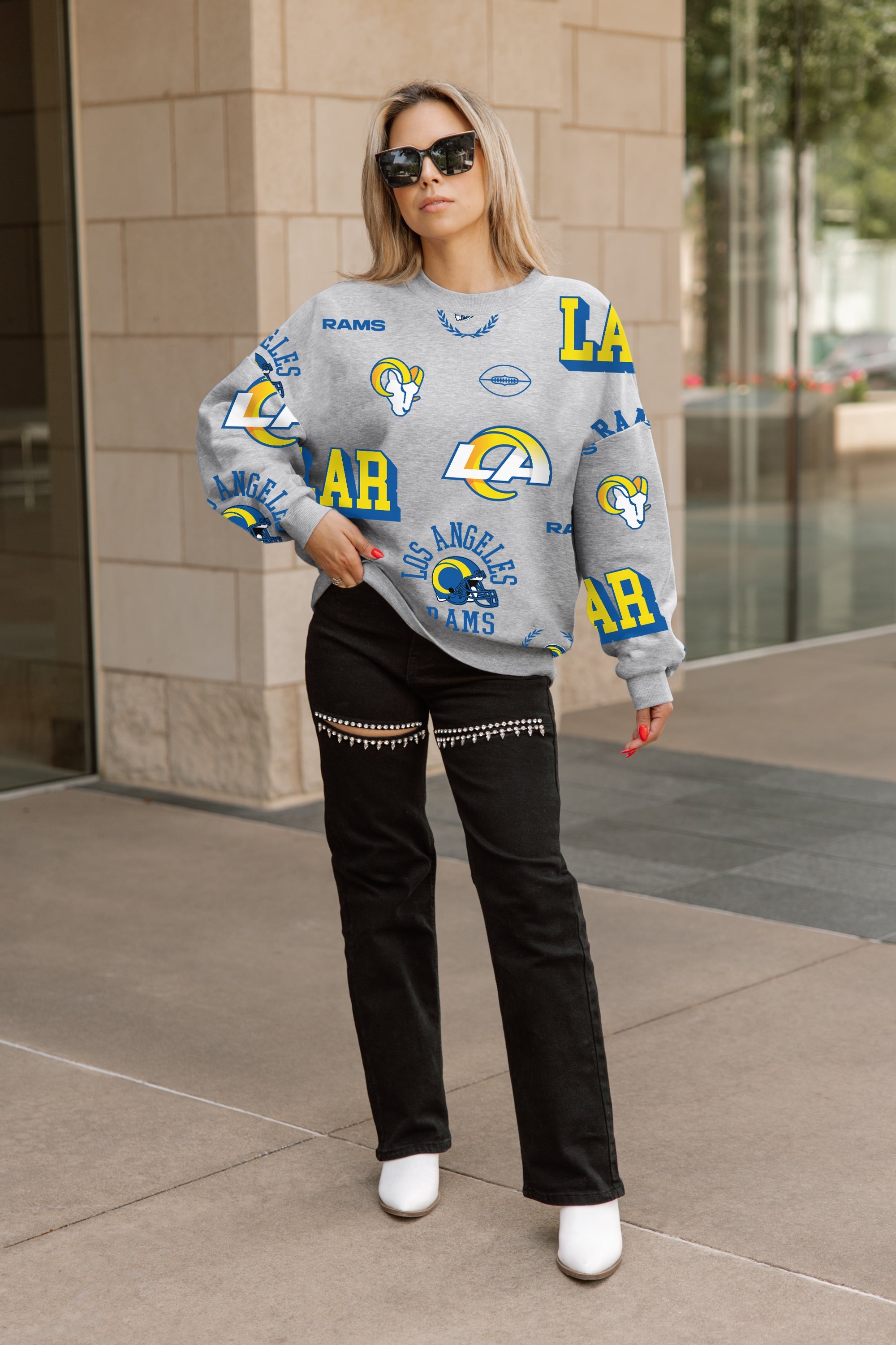 LOS ANGELES RAMS ALWAYS ON REPEAT PREMIUM FLEECE CREW SWEATSHIRT