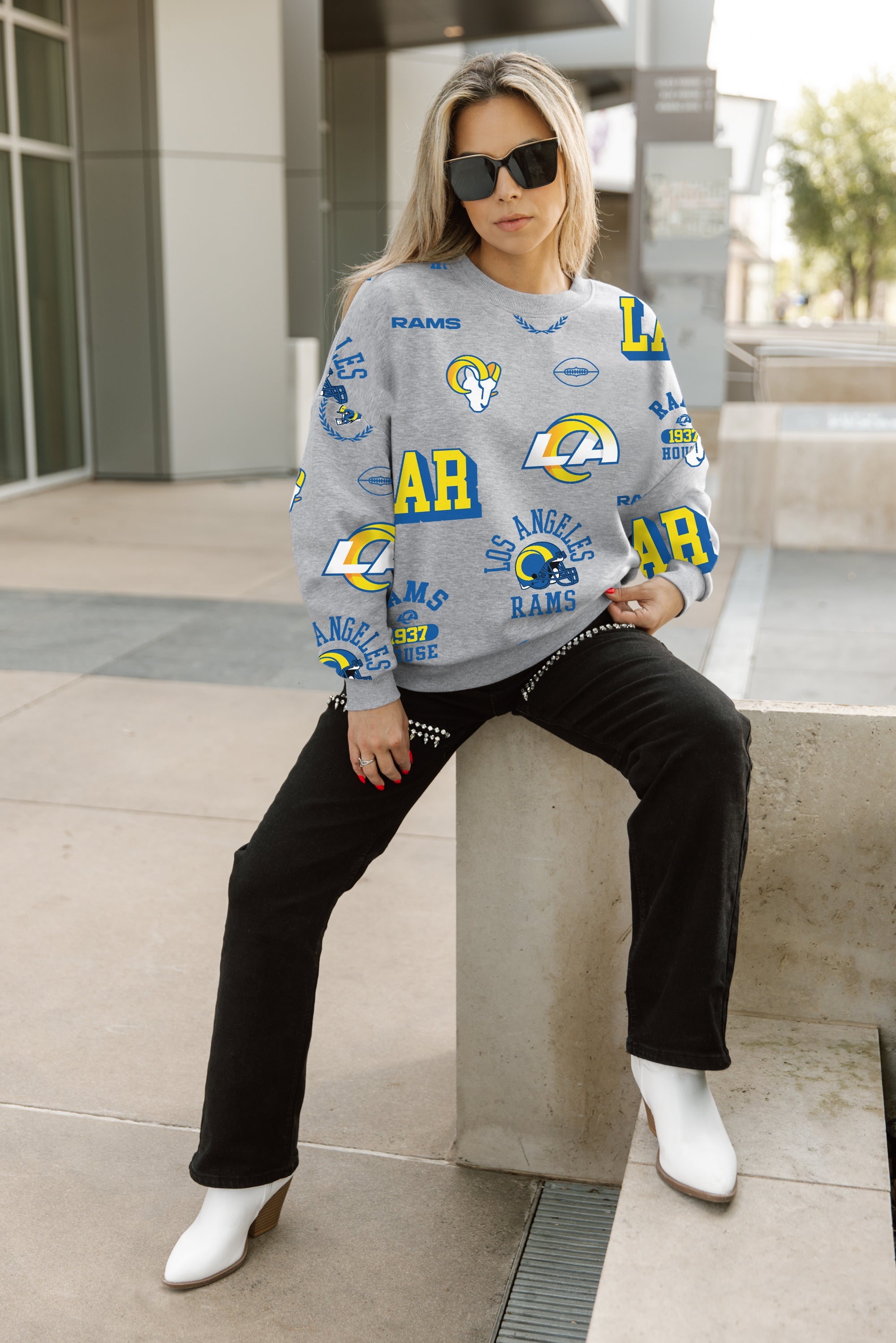 LOS ANGELES RAMS ALWAYS ON REPEAT PREMIUM FLEECE CREW SWEATSHIRT