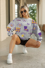 LSU TIGERS ALWAYS ON REPEAT PREMIUM FLEECE CREW SWEATSHIRT