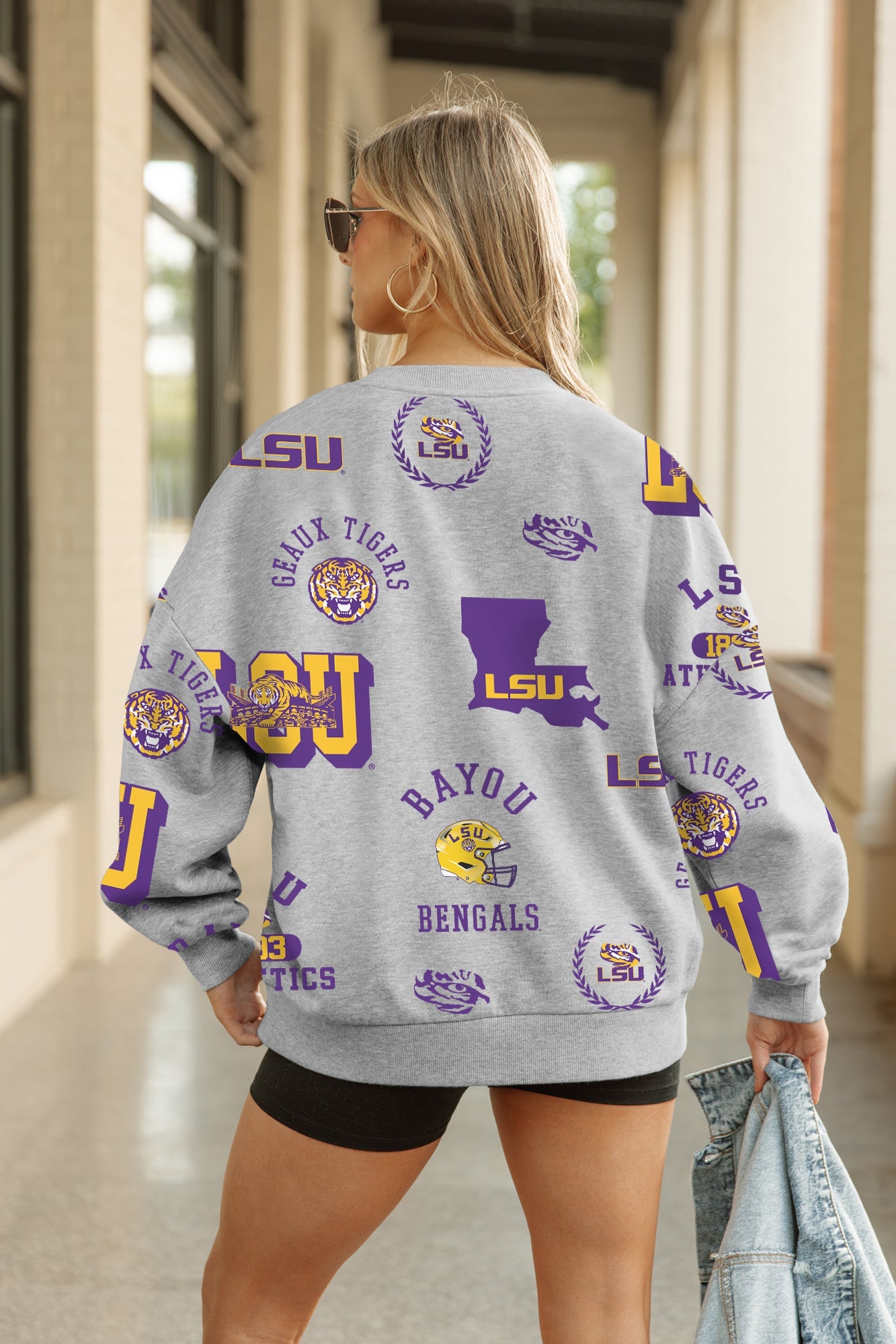 LSU TIGERS ALWAYS ON REPEAT PREMIUM FLEECE CREW SWEATSHIRT