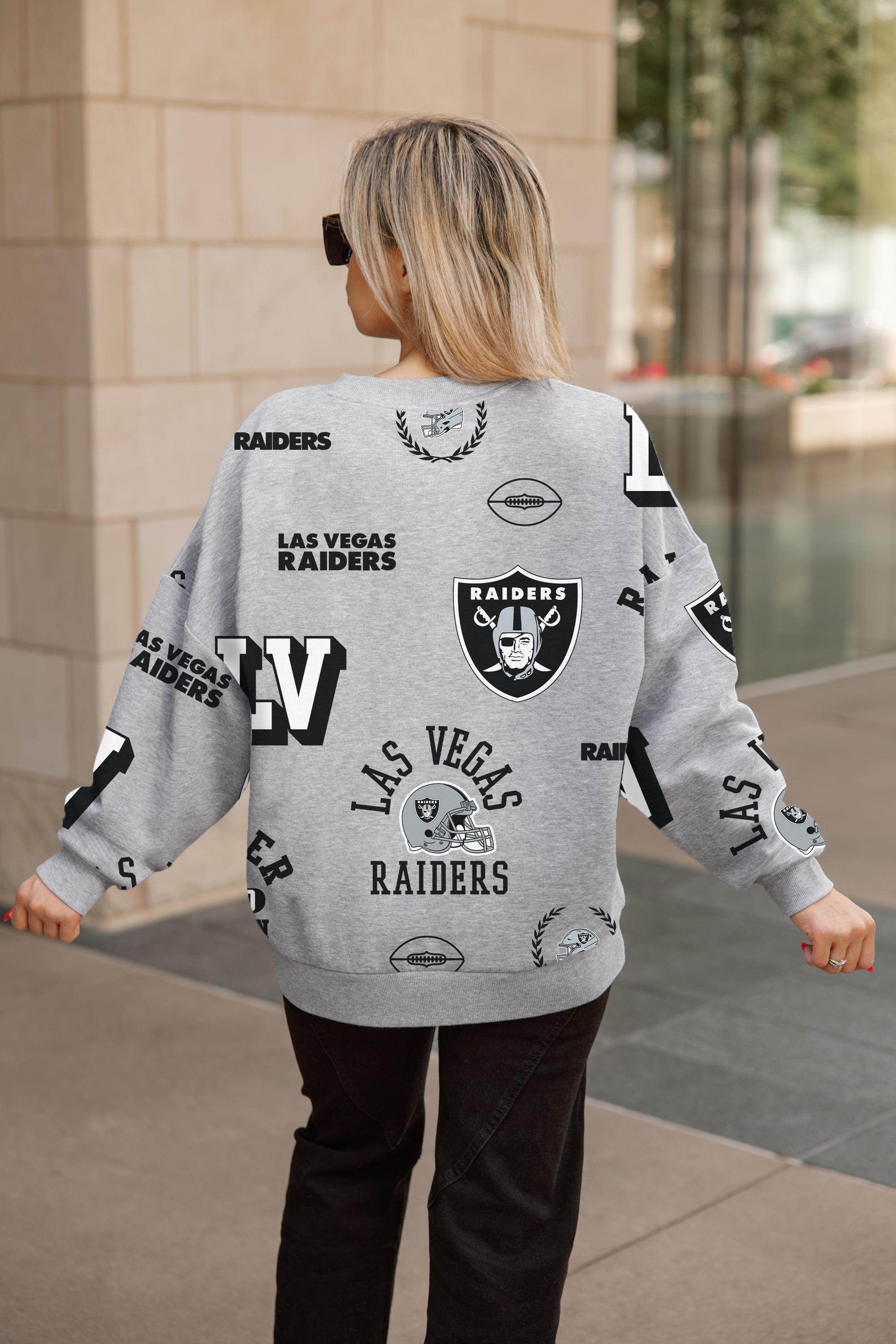 LAS VEGAS RAIDERS ALWAYS ON REPEAT PREMIUM FLEECE CREW SWEATSHIRT