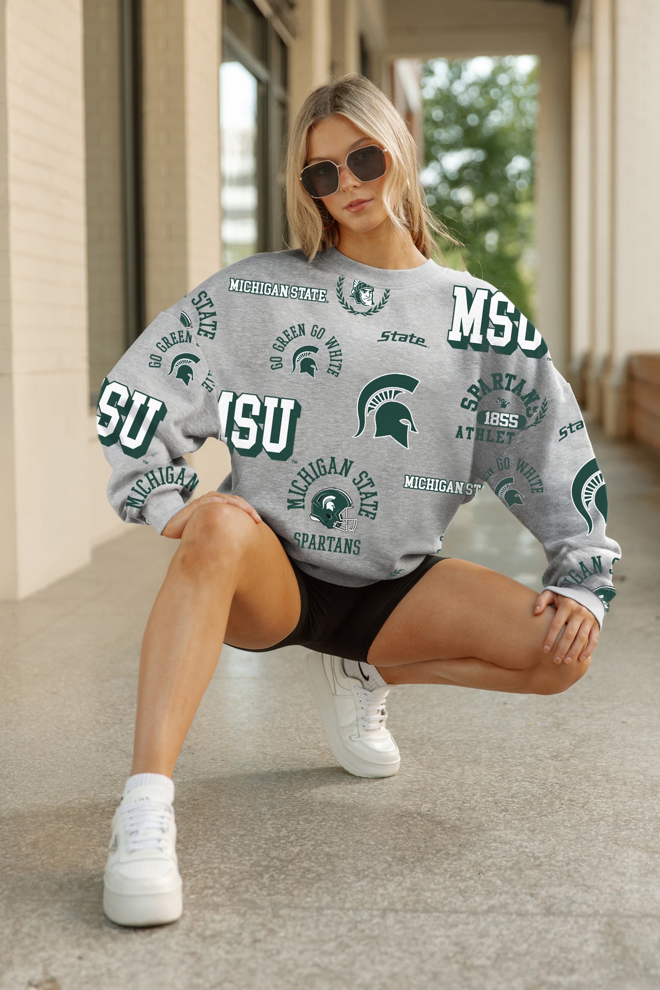 MICHIGAN STATE SPARTANS ALWAYS ON REPEAT PREMIUM FLEECE CREW SWEATSHIRT