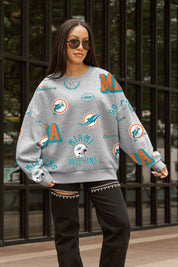 MIAMI DOLPHINS ALWAYS ON REPEAT PREMIUM FLEECE CREW SWEATSHIRT