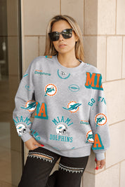 MIAMI DOLPHINS ALWAYS ON REPEAT PREMIUM FLEECE CREW SWEATSHIRT