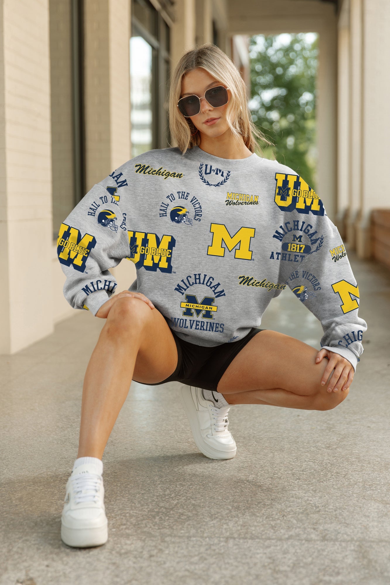 MICHIGAN WOLVERINES ALWAYS ON REPEAT PREMIUM FLEECE CREW SWEATSHIRT