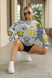 MICHIGAN WOLVERINES ALWAYS ON REPEAT PREMIUM FLEECE CREW SWEATSHIRT