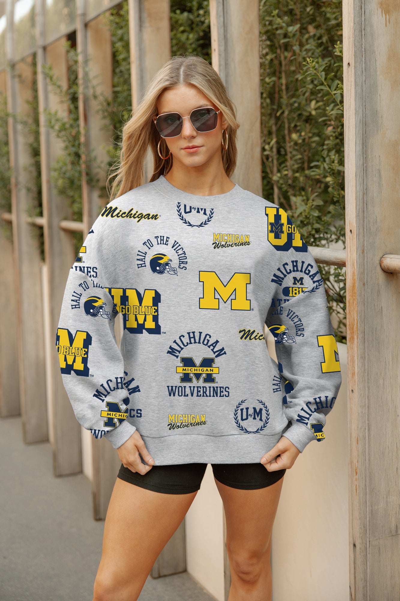 MICHIGAN WOLVERINES ALWAYS ON REPEAT PREMIUM FLEECE CREW SWEATSHIRT