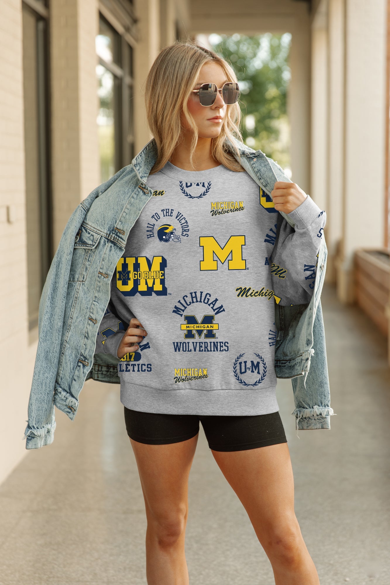MICHIGAN WOLVERINES ALWAYS ON REPEAT PREMIUM FLEECE CREW SWEATSHIRT