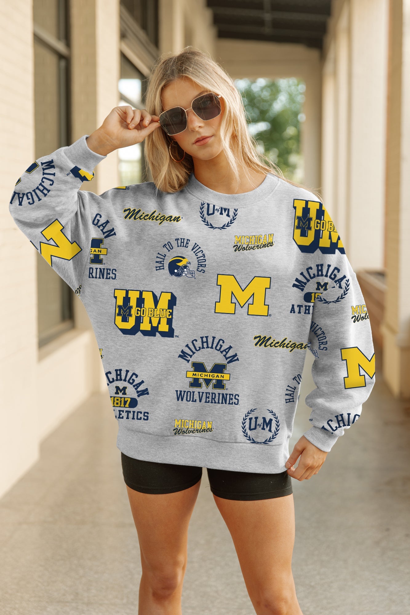 MICHIGAN WOLVERINES ALWAYS ON REPEAT PREMIUM FLEECE CREW SWEATSHIRT