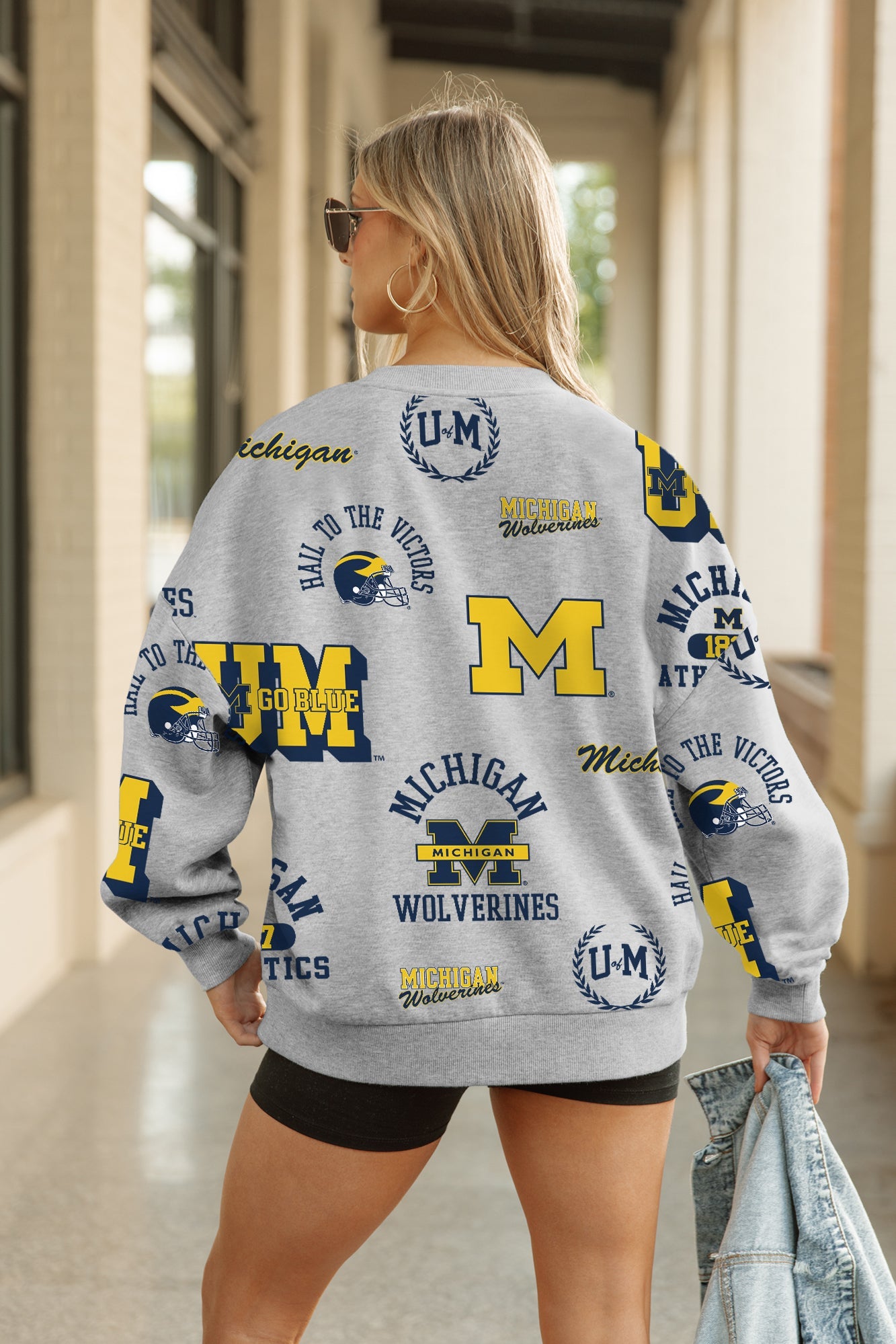 MICHIGAN WOLVERINES ALWAYS ON REPEAT PREMIUM FLEECE CREW SWEATSHIRT