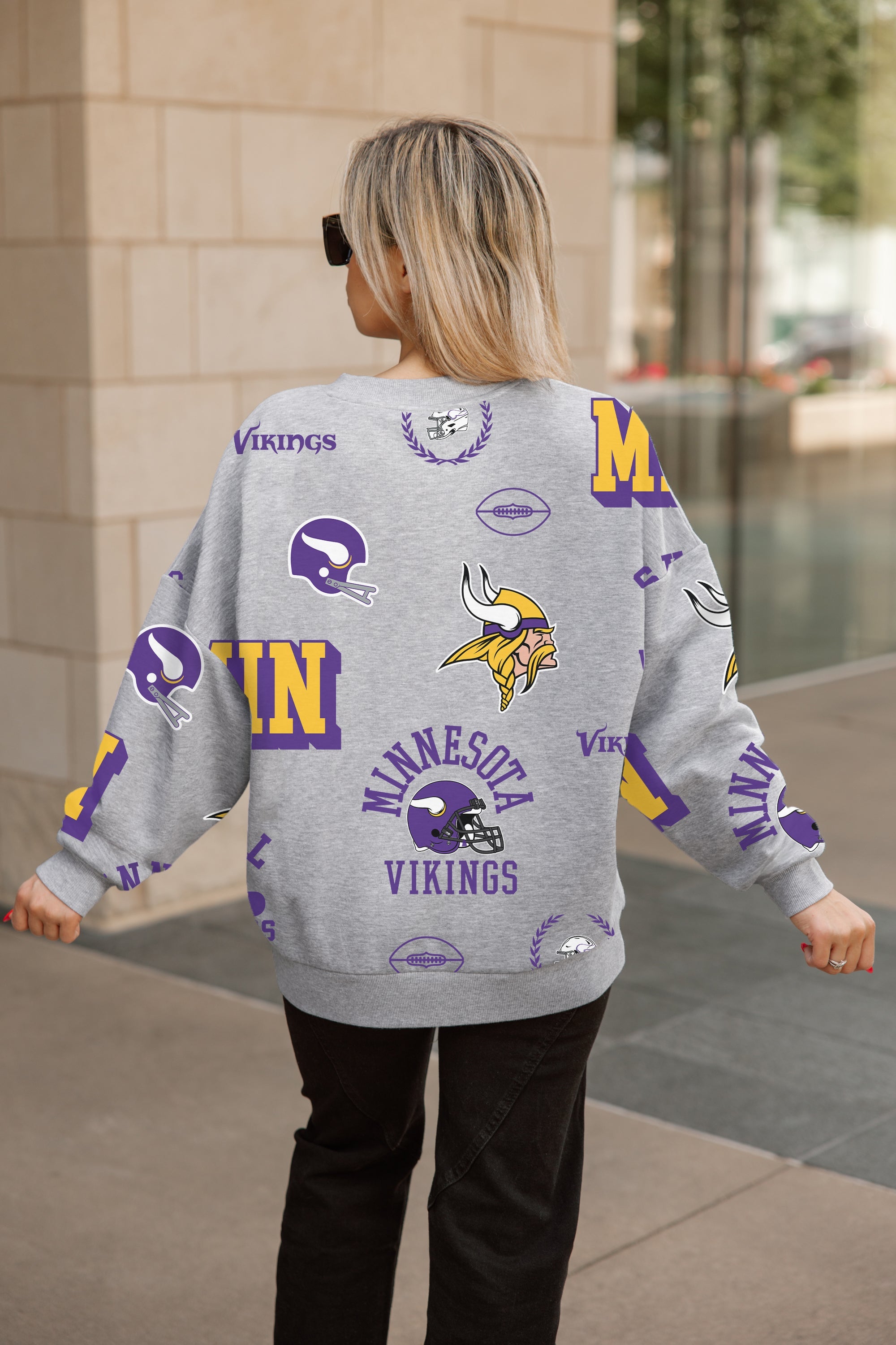 MINNESOTA VIKINGS ALWAYS ON REPEAT PREMIUM FLEECE CREW SWEATSHIRT