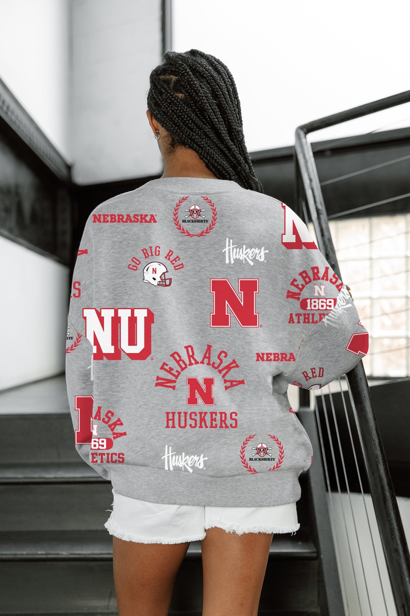 NEBRASKA CORNHUSKERS ALWAYS ON REPEAT PREMIUM FLEECE CREW SWEATSHIRT