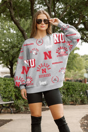 NEBRASKA CORNHUSKERS ALWAYS ON REPEAT PREMIUM FLEECE CREW SWEATSHIRT