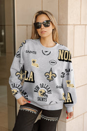 NEW ORLEANS SAINTS ALWAYS ON REPEAT PREMIUM FLEECE CREW SWEATSHIRT