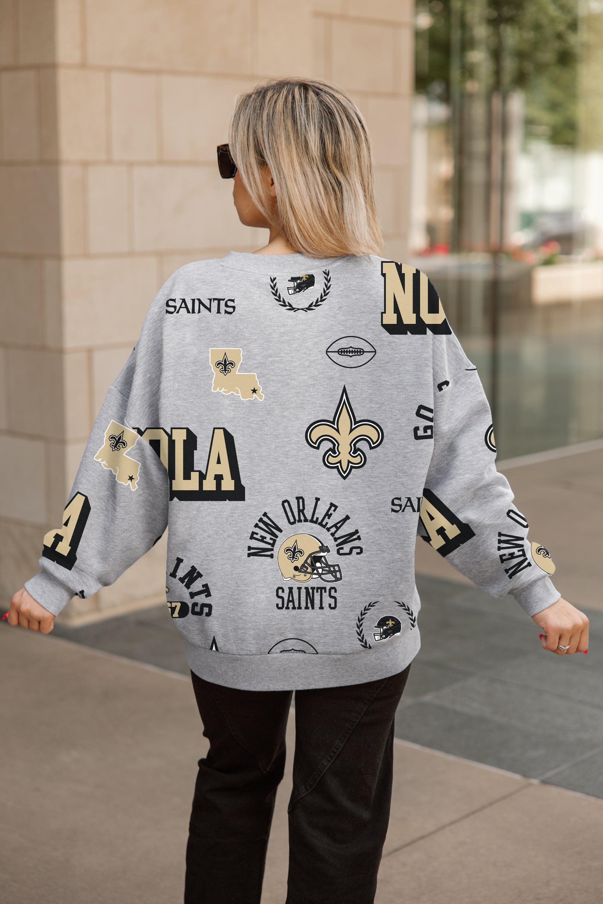 NEW ORLEANS SAINTS ALWAYS ON REPEAT PREMIUM FLEECE CREW SWEATSHIRT