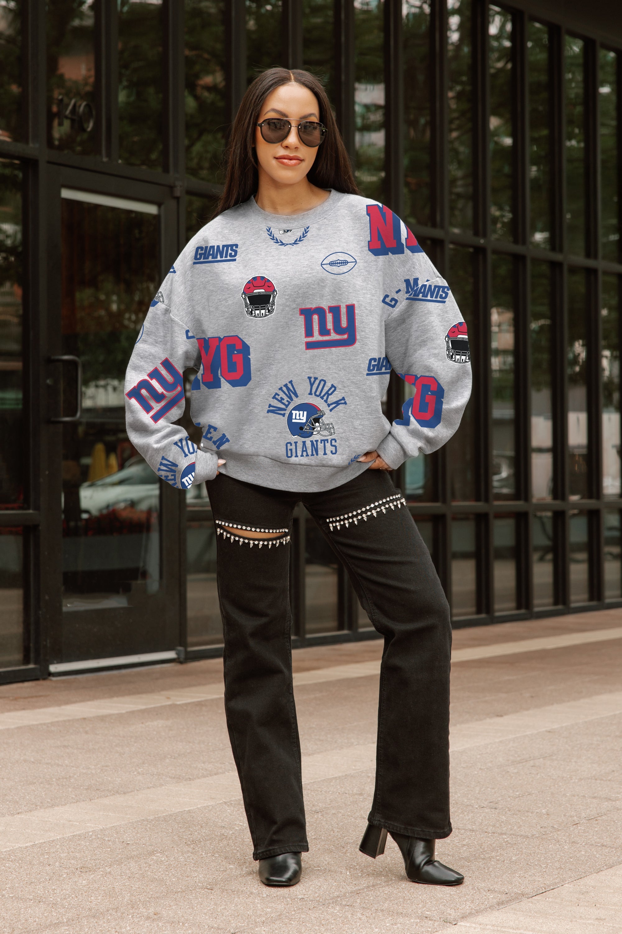 NEW YORK GIANTS ALWAYS ON REPEAT PREMIUM FLEECE CREW SWEATSHIRT