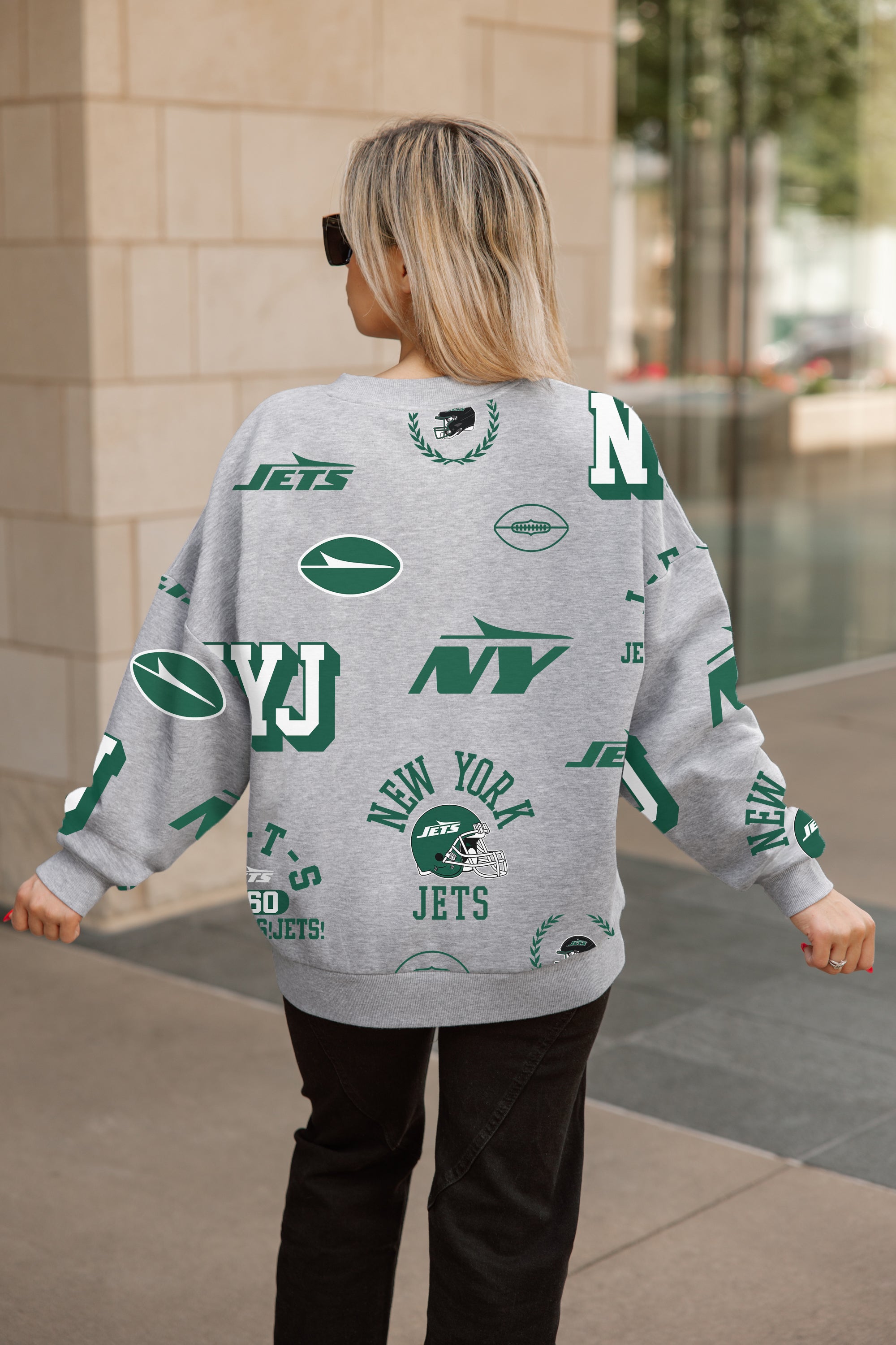 NEW YORK JETS ALWAYS ON REPEAT PREMIUM FLEECE CREW SWEATSHIRT
