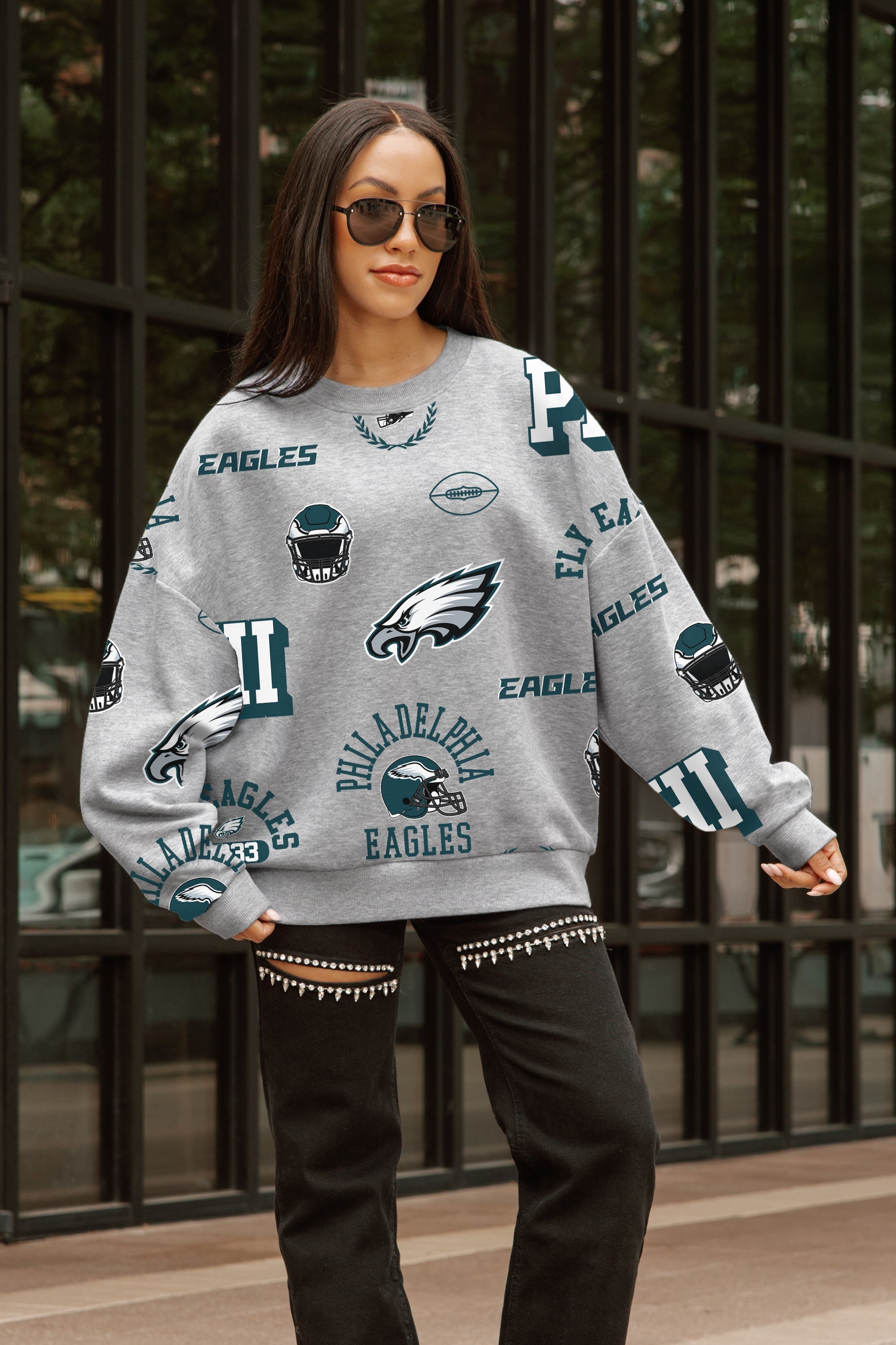 PHILADELPHIA EAGLES ALWAYS ON REPEAT PREMIUM FLEECE CREW SWEATSHIRT