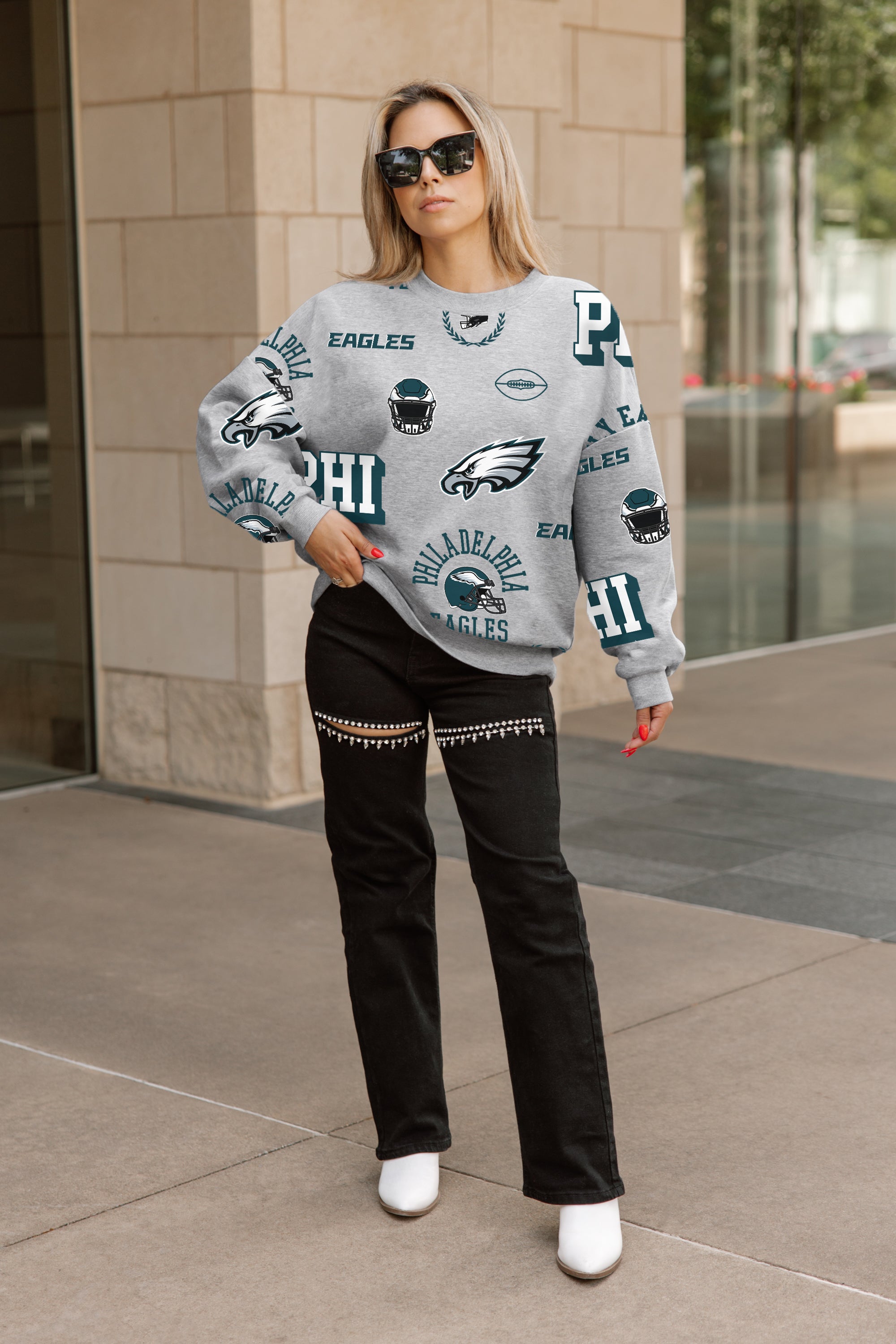 PHILADELPHIA EAGLES ALWAYS ON REPEAT PREMIUM FLEECE CREW SWEATSHIRT
