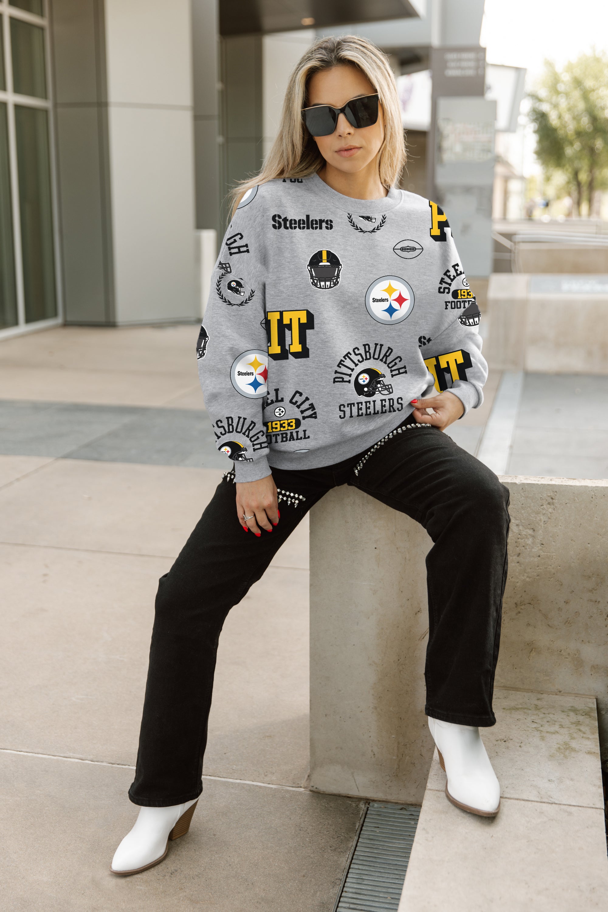 PITTSBURGH STEELERS ALWAYS ON REPEAT PREMIUM FLEECE CREW SWEATSHIRT