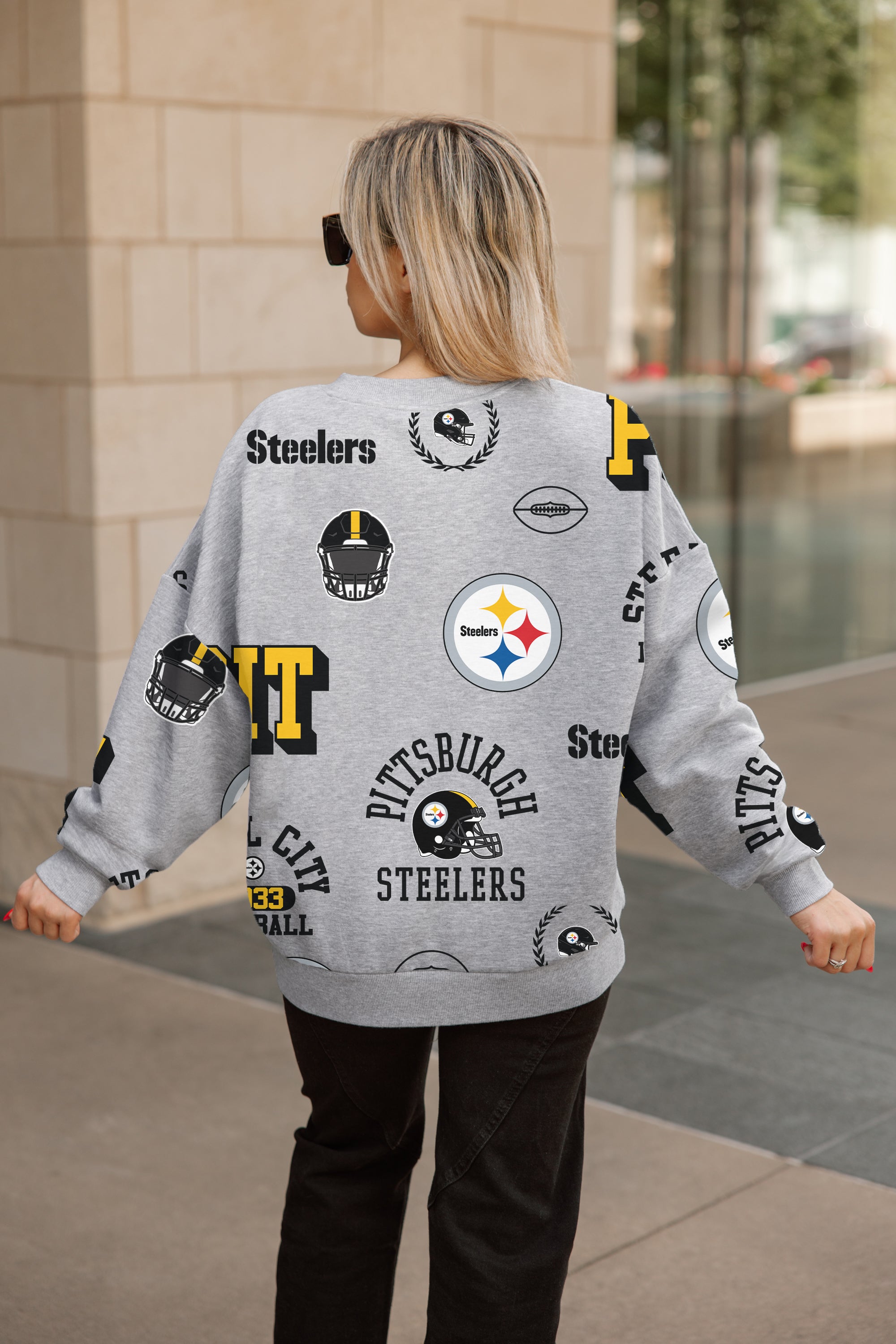 PITTSBURGH STEELERS ALWAYS ON REPEAT PREMIUM FLEECE CREW SWEATSHIRT