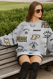 PURDUE BOILERMAKERS ALWAYS ON REPEAT PREMIUM FLEECE CREW SWEATSHIRT